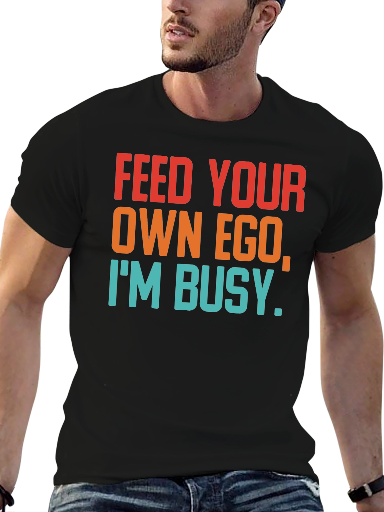Black Feed Your Own Ego T-Shirt - Funny Graphic Tee view 6