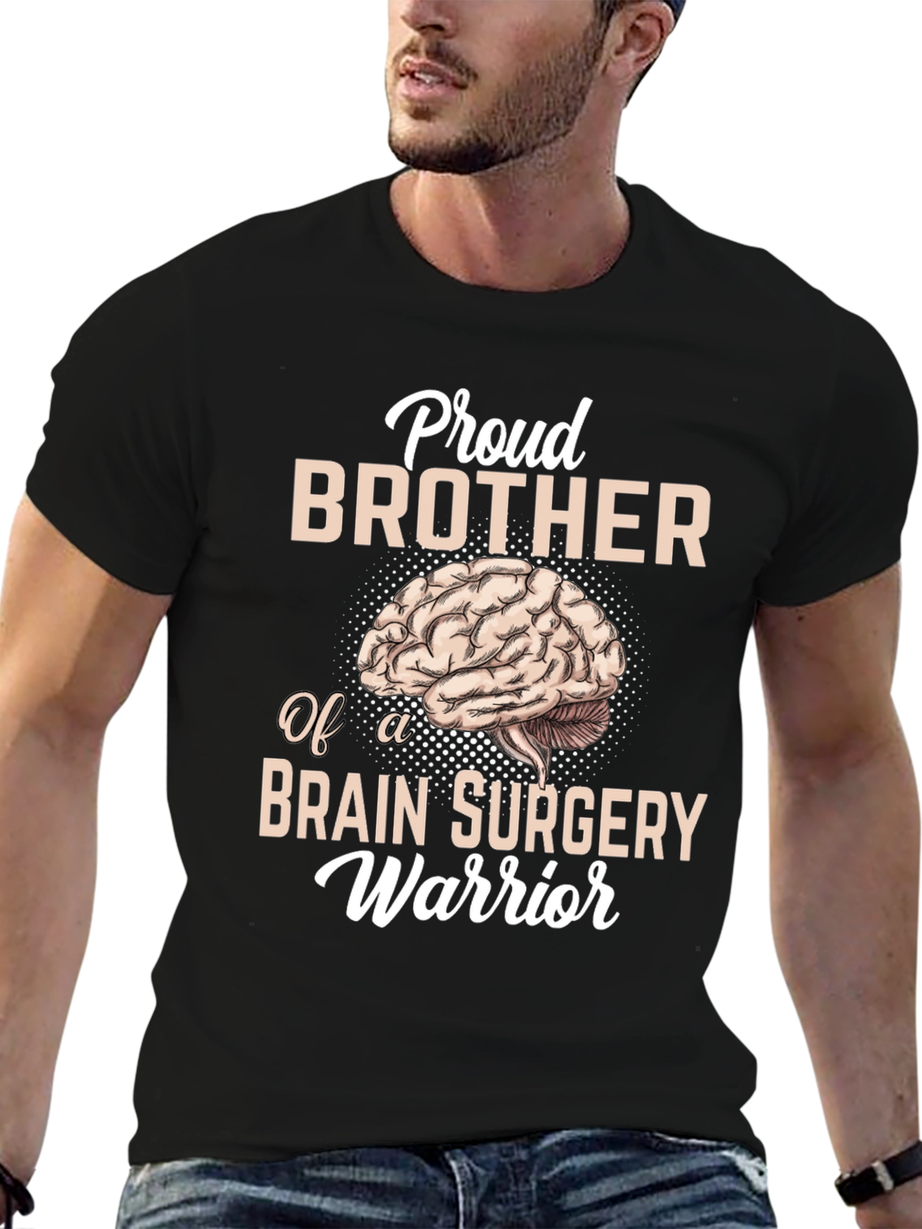 Black Proud Brother Brain Surgery Warrior T-Shirt view 6
