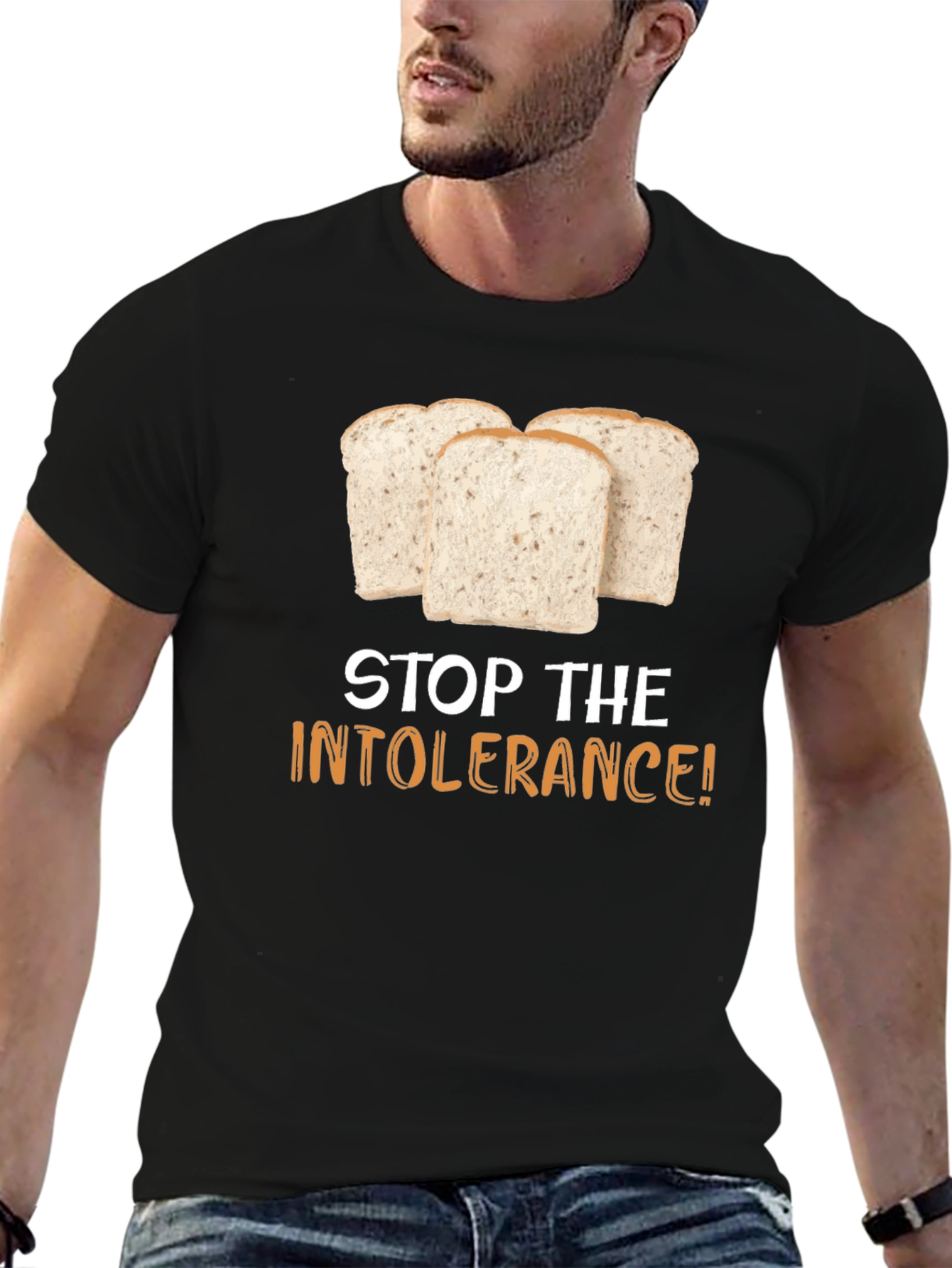 Stop the Intolerance T-Shirt - Gluten Humor Tee - 6