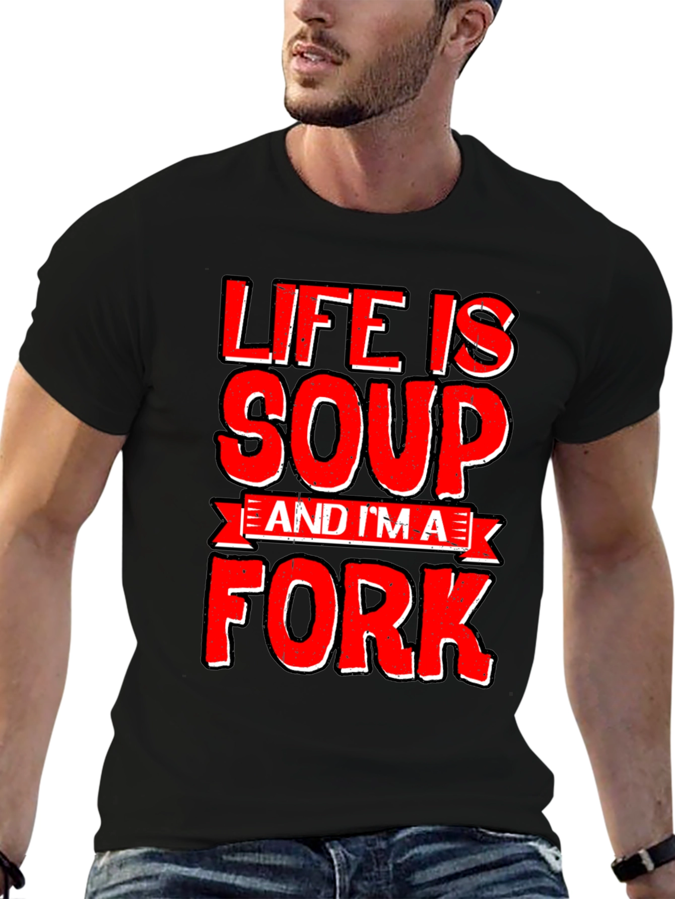Black Life Is Soup, I'm a Fork Novelty Graphic Tee view 6