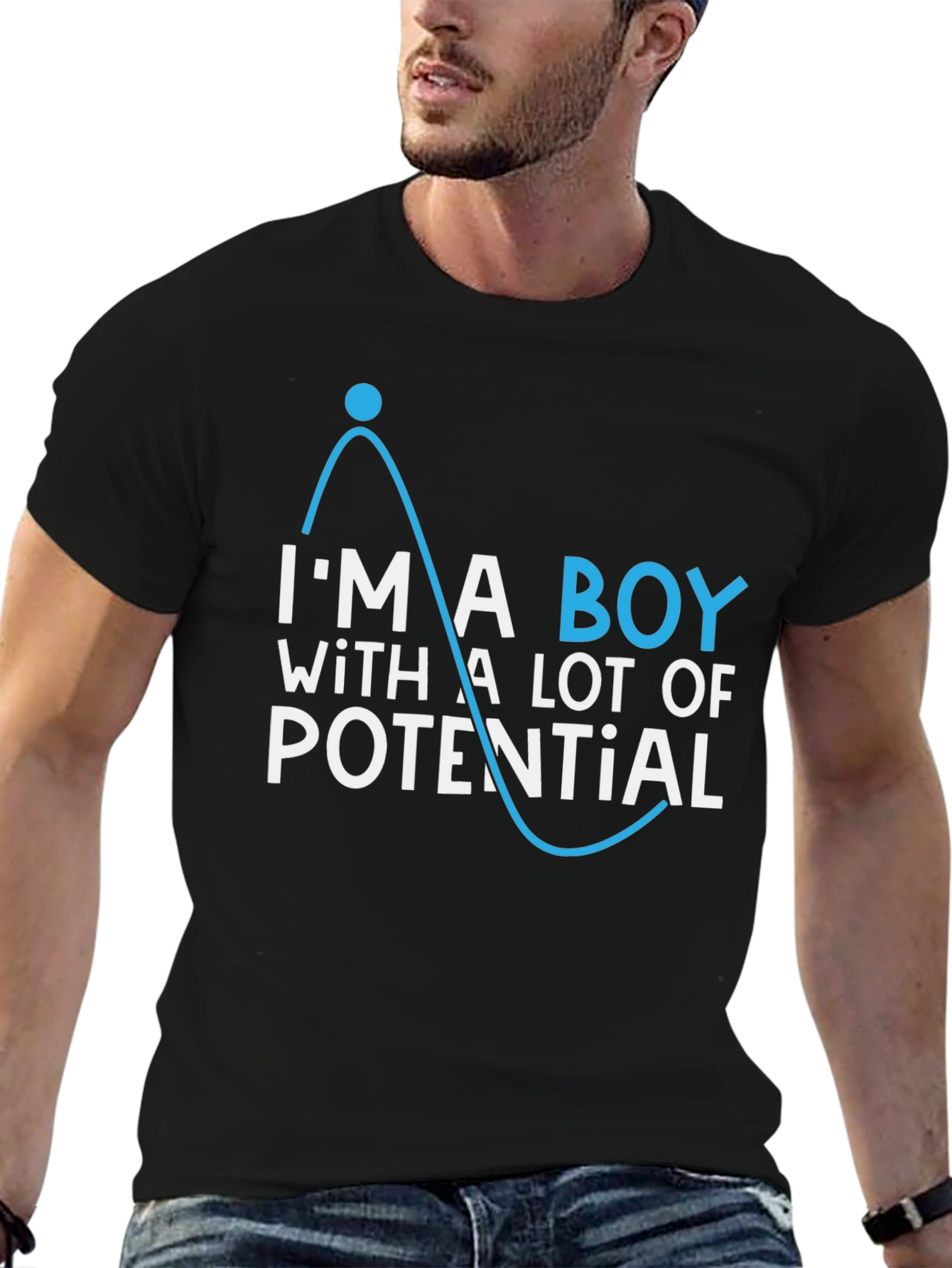 Black Potential Boy T-Shirt - Funny Physics Tee view 6