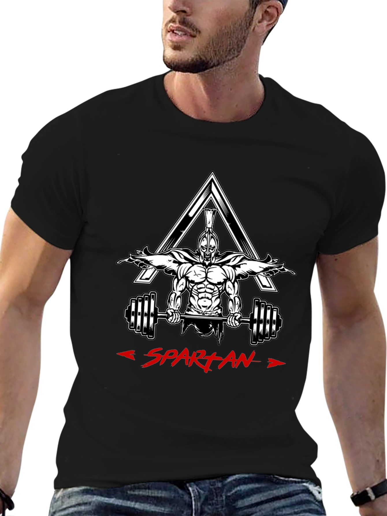 Black Spartan Gym Workout Black T-Shirt view 6