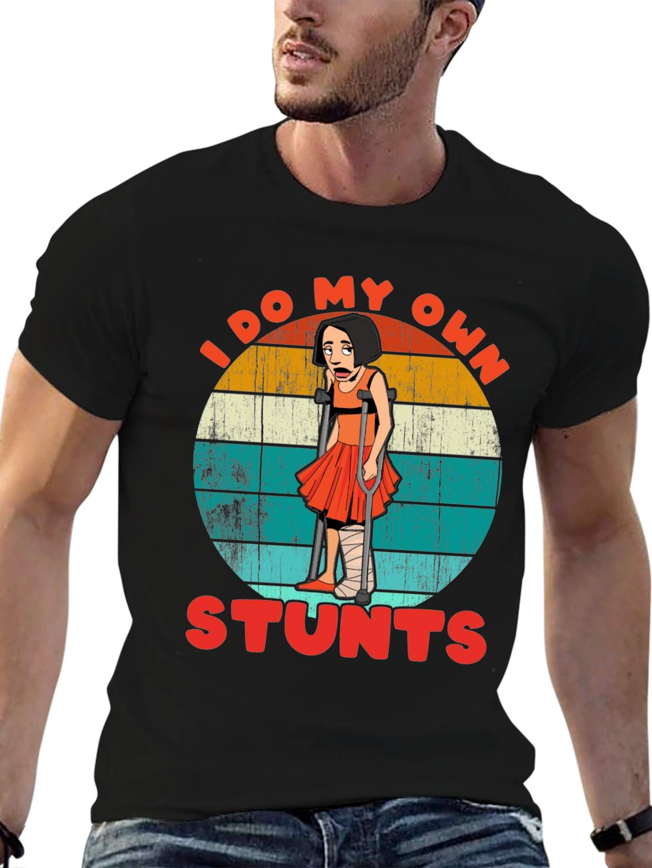 Black I Do My Own Stunts Graphic T-Shirt view 6