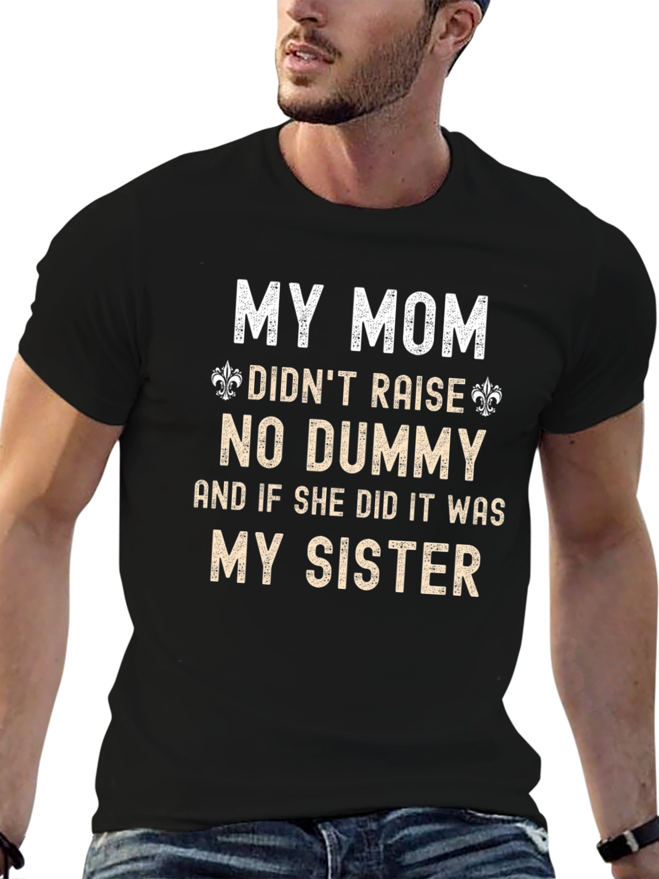 Black My Mom Didn't Raise No Dummy T-Shirt view 6