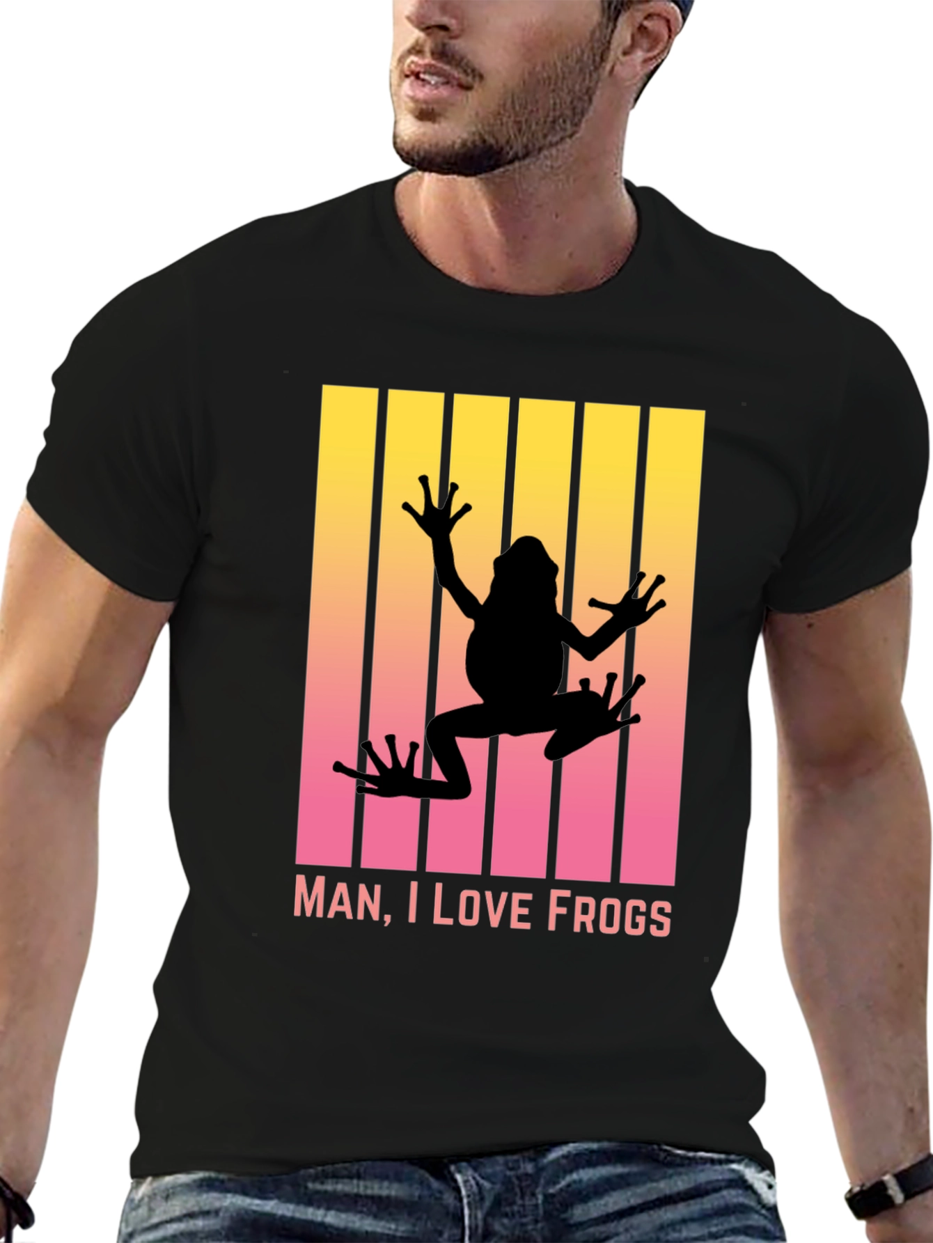 Black Man, I Love Frogs T-Shirt view 6