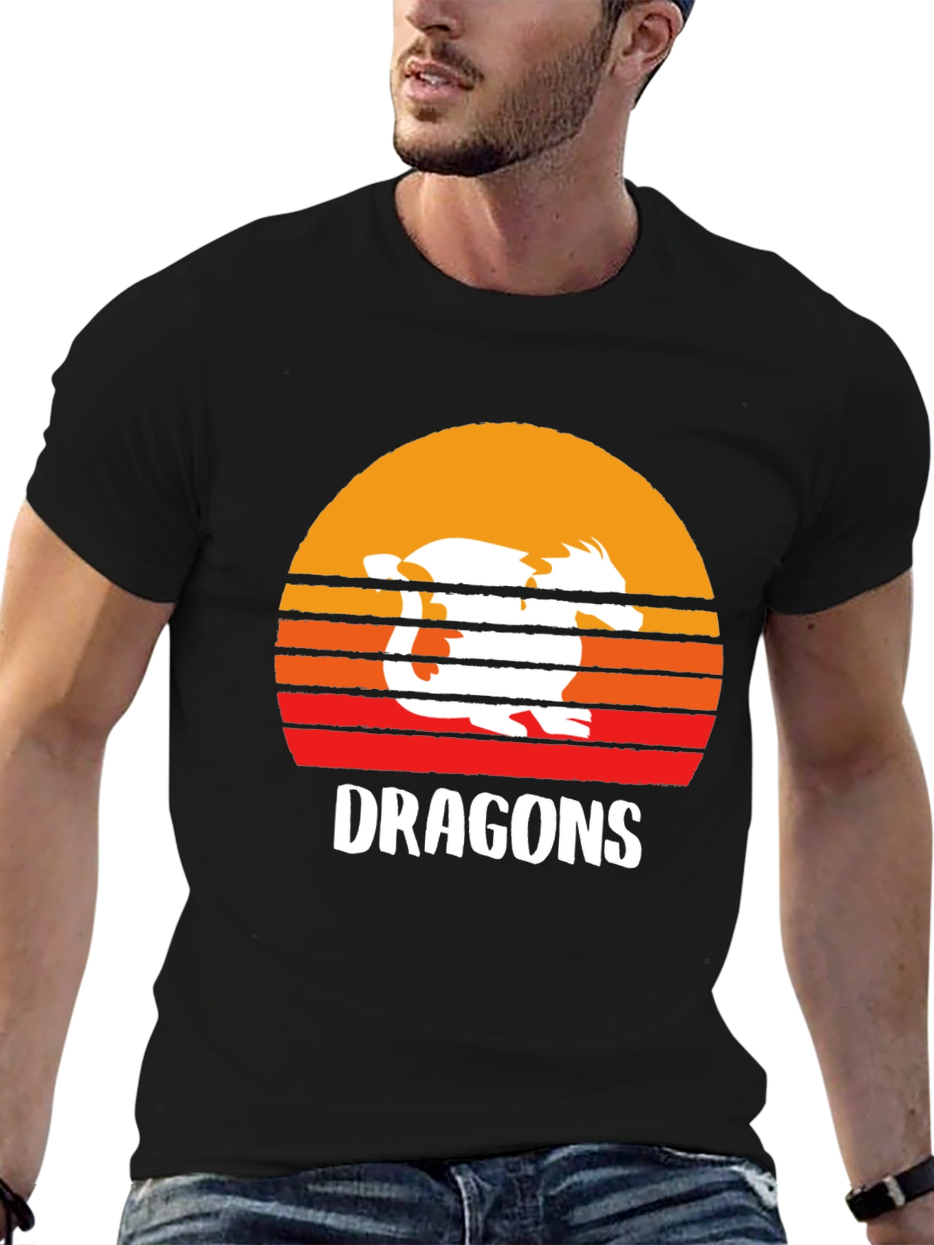 Retro Dragons Sunset Graphic T-Shirt - 6