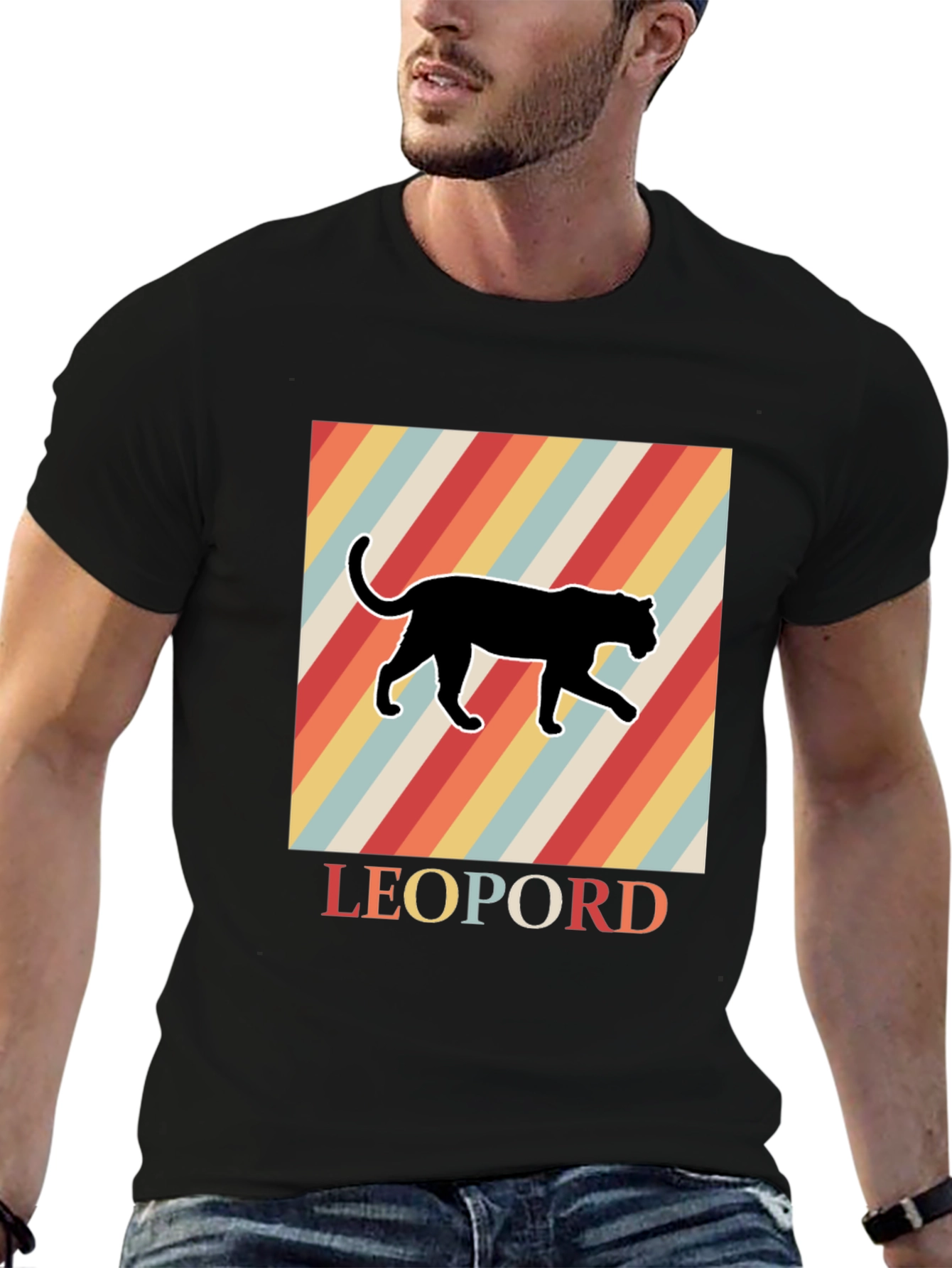 Black Retro Leopard Graphic T-Shirt - Cool Vintage Style view 6
