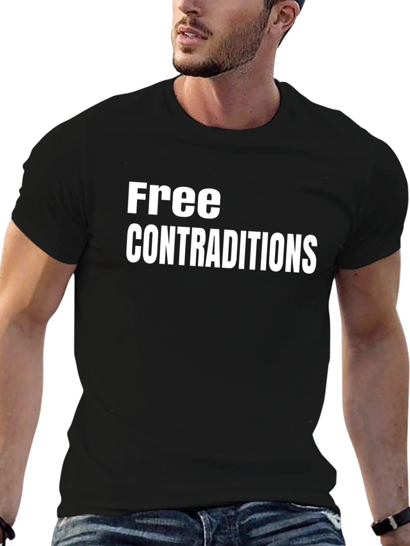 Black Free Contradictions Graphic T-Shirt - Bold Statement Tee view 6