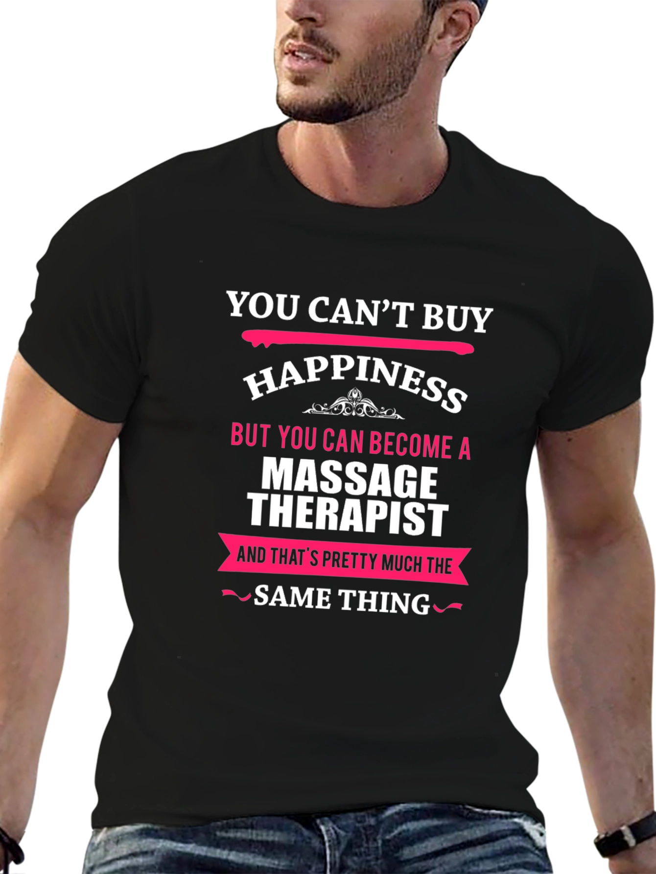 Black Massage Therapist T-Shirt - Funny Happiness Tee view 6