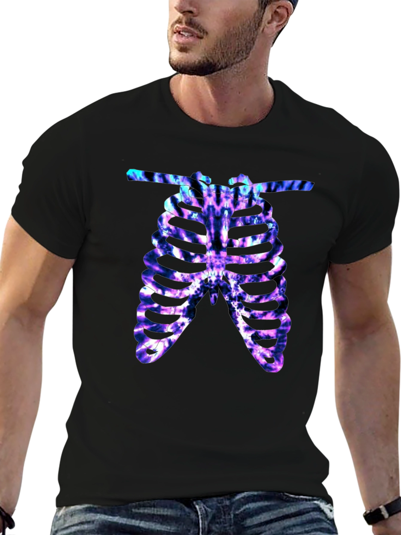 Black Tie Dye Rib Cage Graphic Tee view 6
