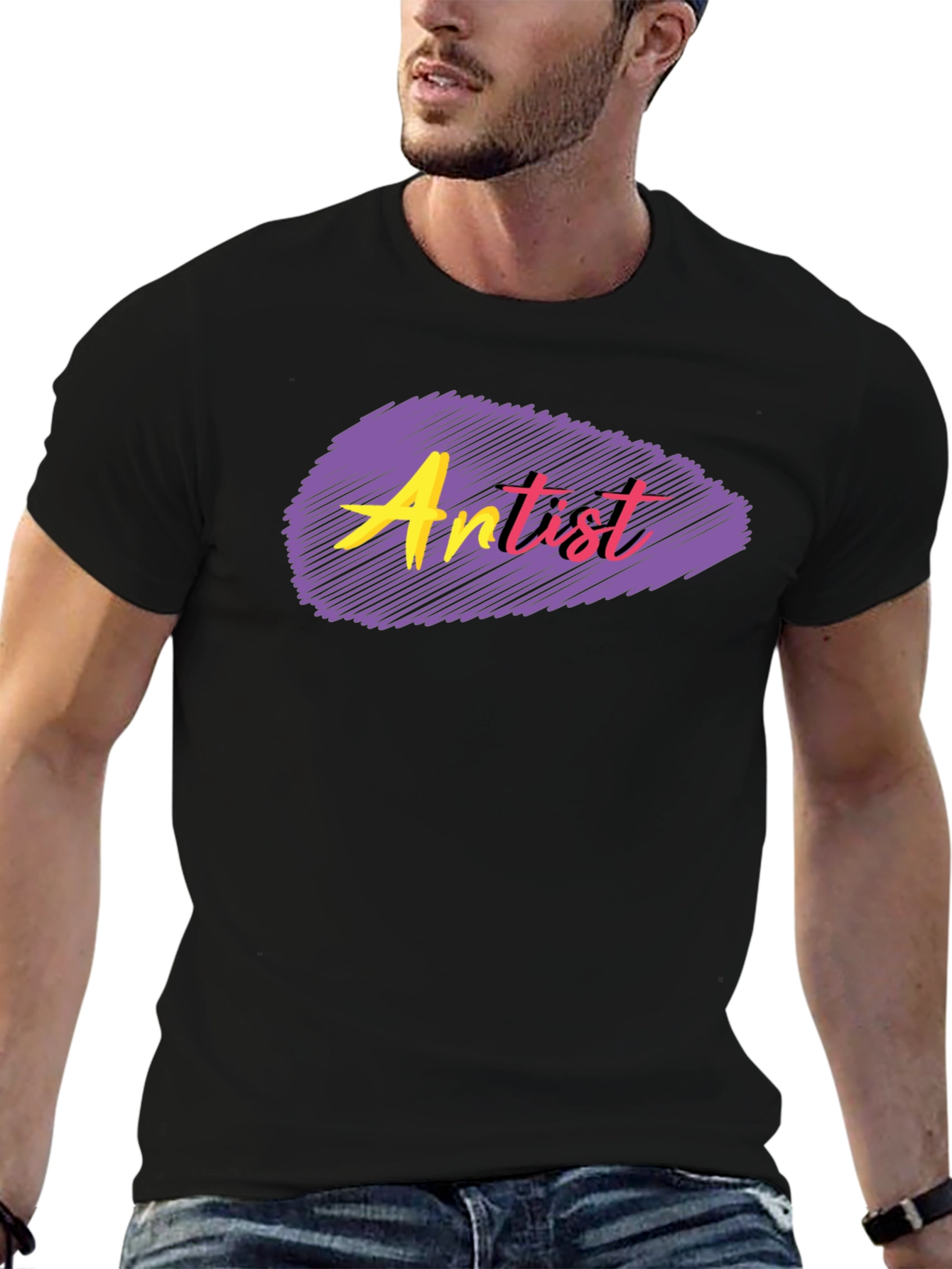 Black Artist T-Shirt - Black, Graphic Tee view 6