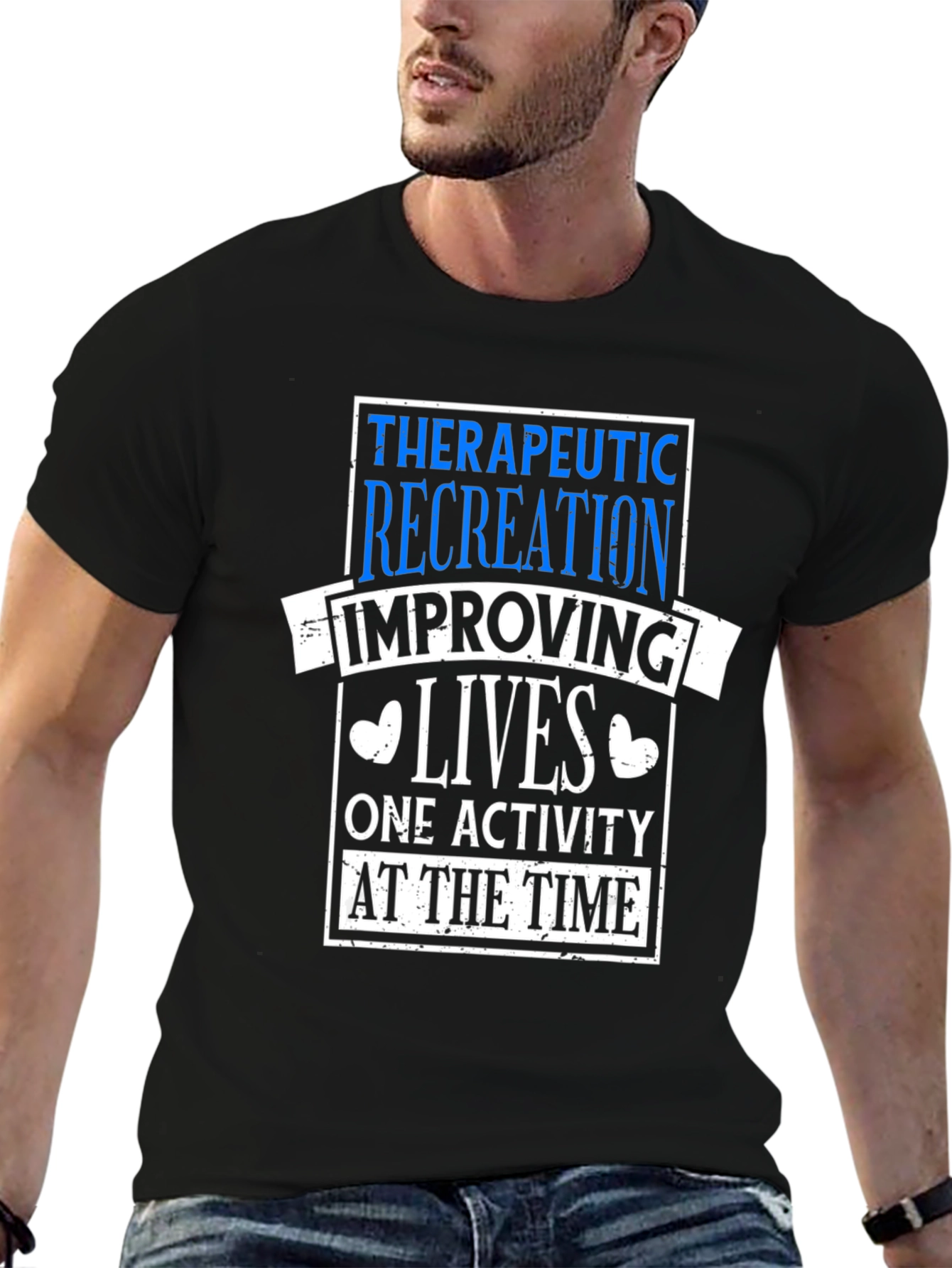 Black Therapeutic Recreation T-Shirt: Improving Lives One Activity view 6