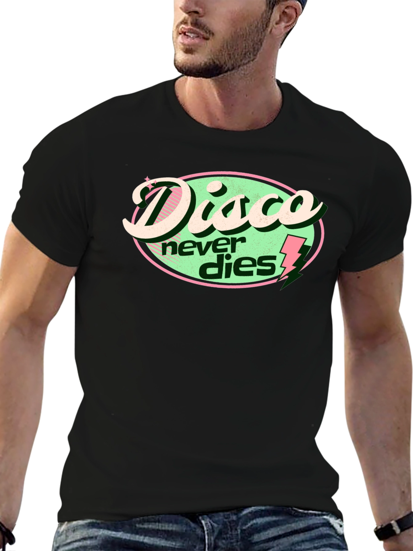 Black Disco Never Dies Graphic T-Shirt view 6