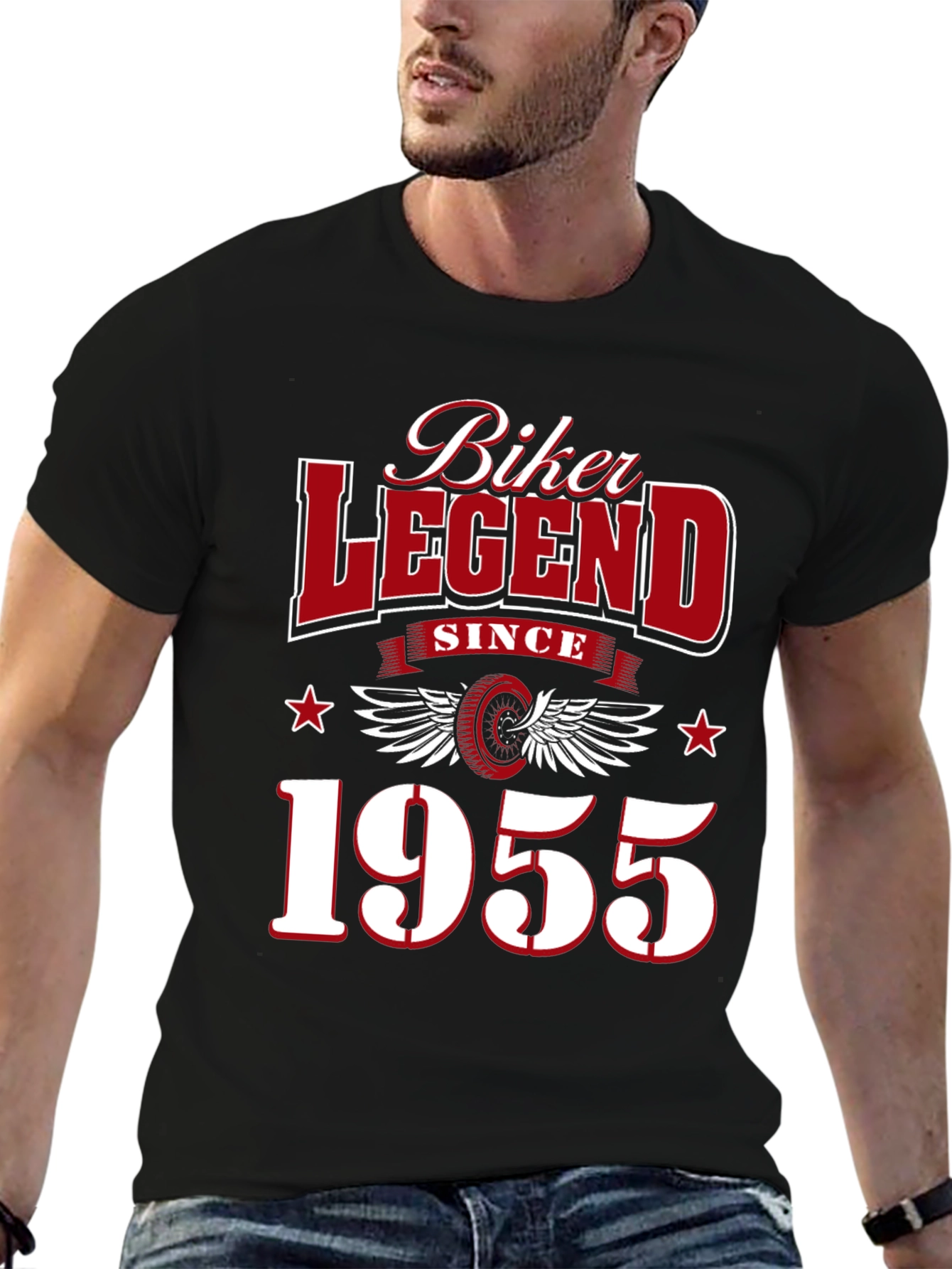 Black Biker Legend Since 1955 Graphic T-Shirt view 6