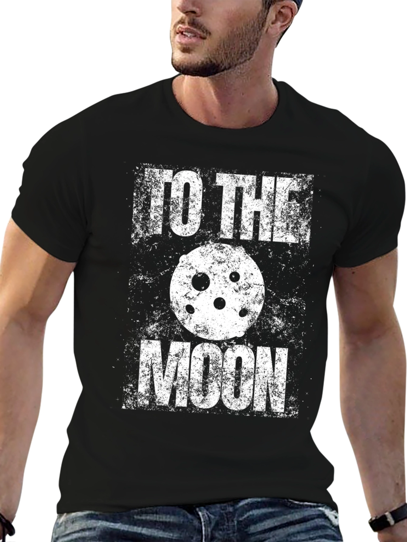 Black To The Moon Graphic Tee - Crypto HODL T-Shirt view 6