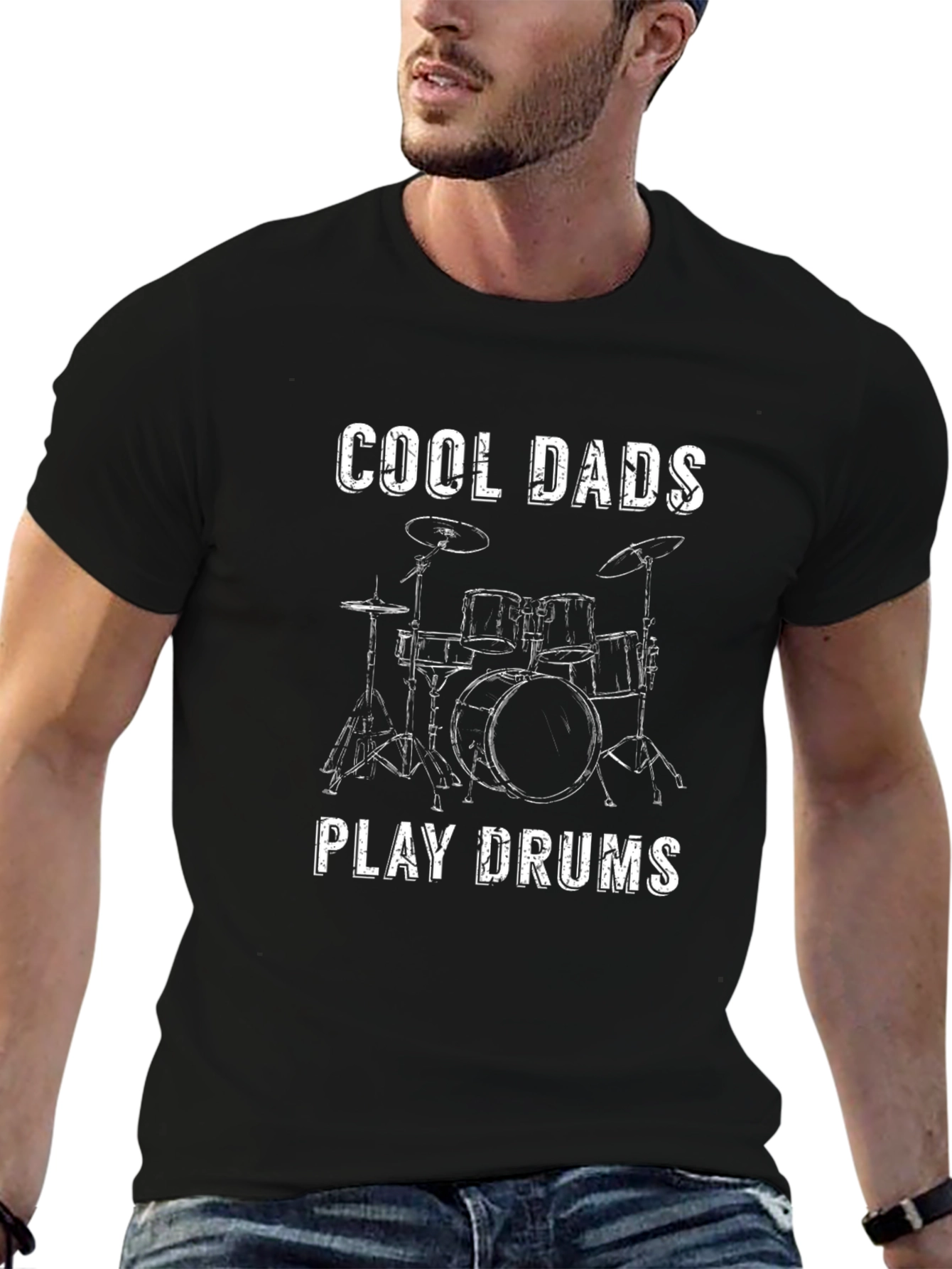 Black Cool Dads Play Drums Graphic T-Shirt view 6
