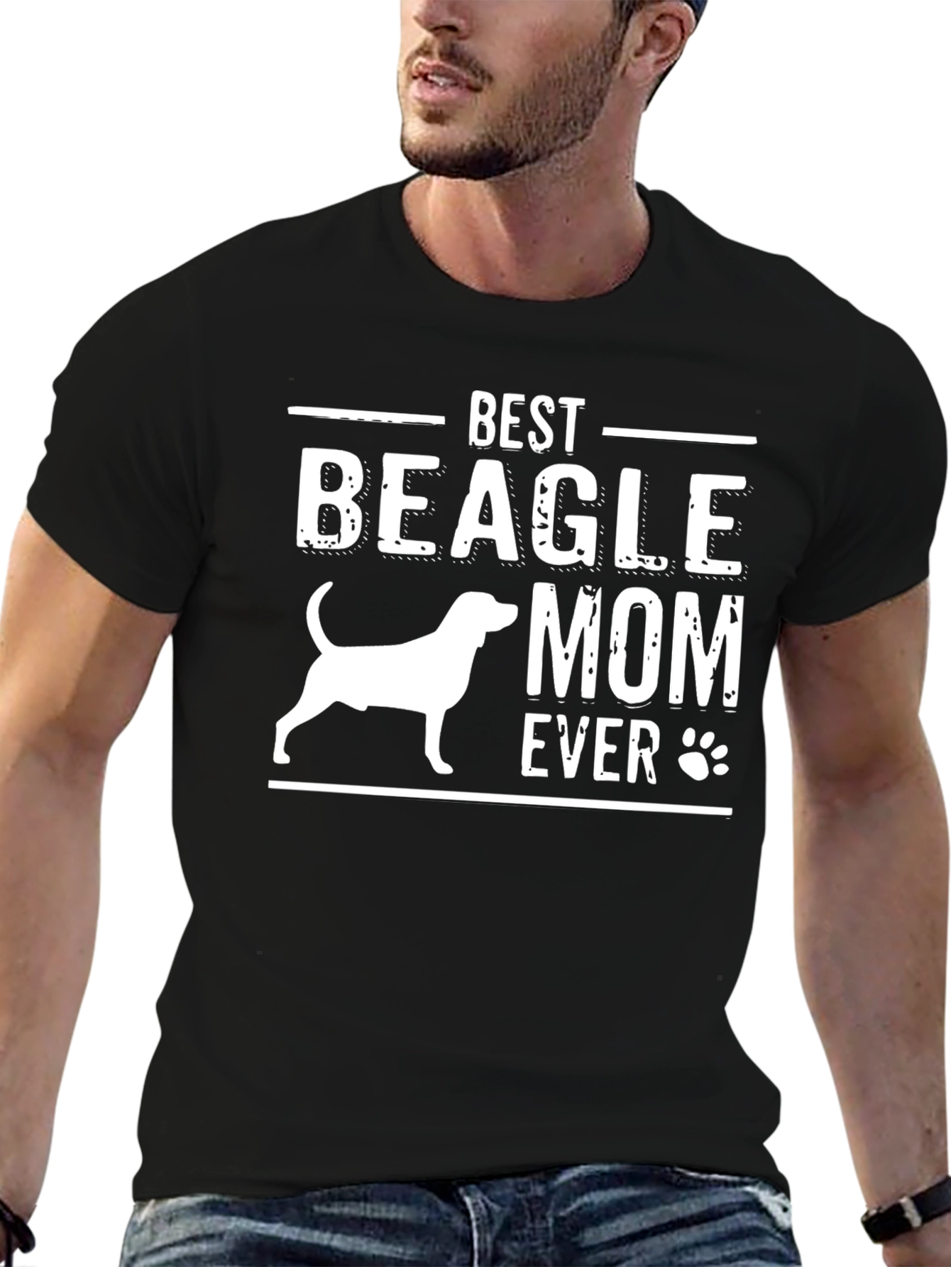 Black Best Beagle Mom Ever T-Shirt view 6