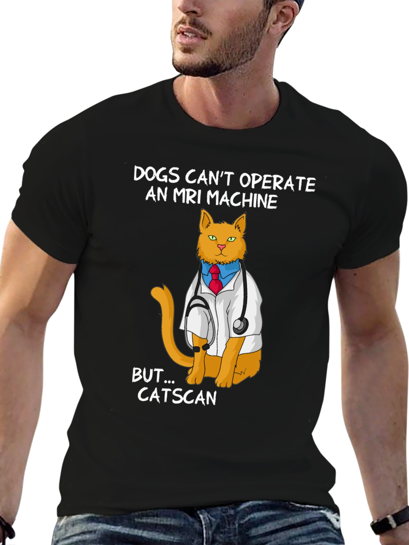 Black Funny Catscan Doctor T-Shirt - MRI Humor view 6