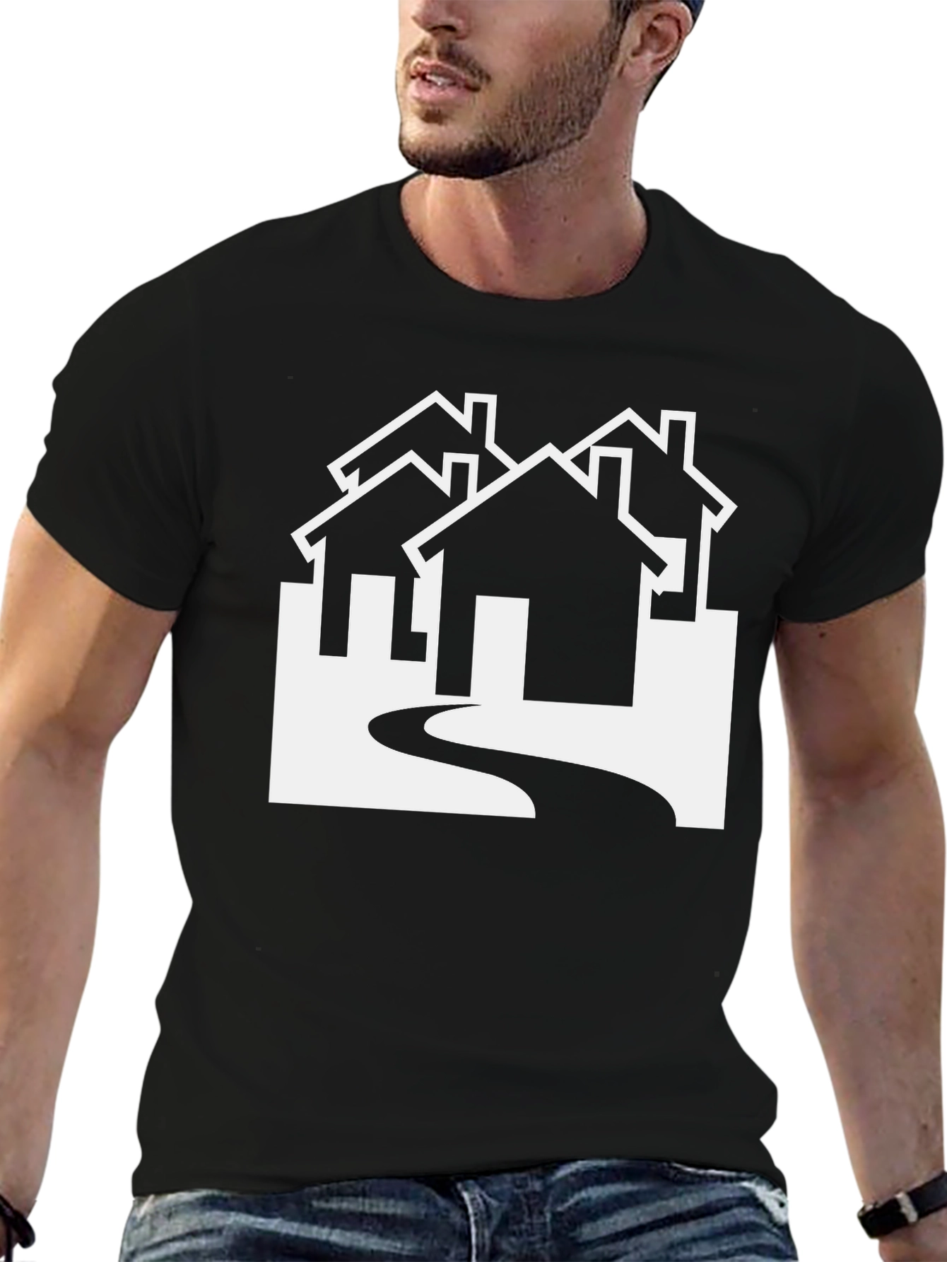 Black Modern Homes Graphic Tee - Black view 6
