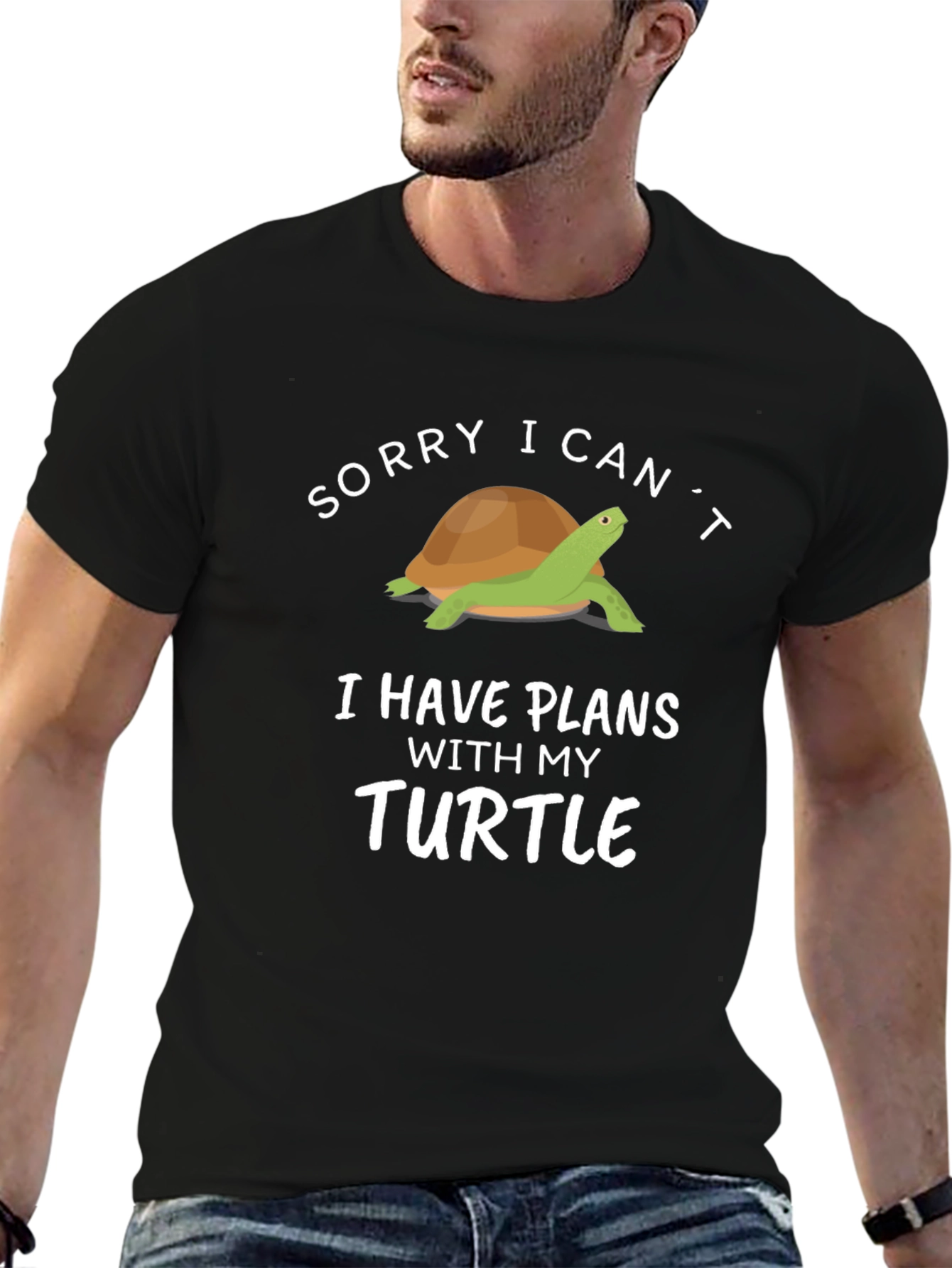 Black Funny Turtle Graphic T-Shirt - I Have Plans view 6