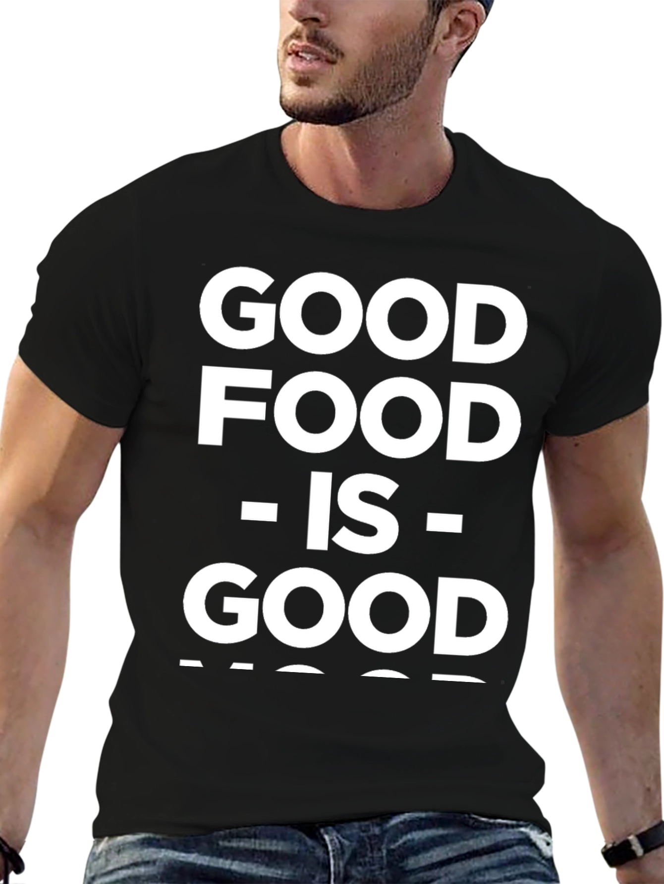 Black Good Food is Good Mood Graphic Tee view 6