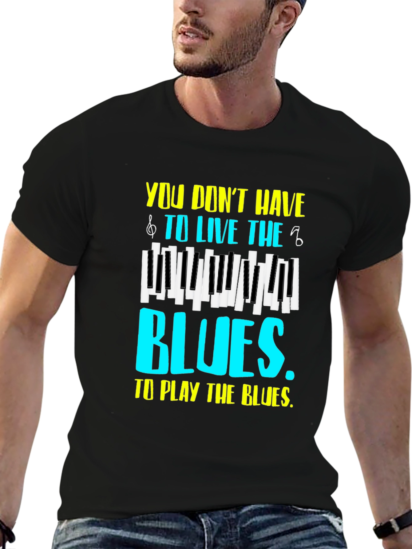 Black Piano Blues T-Shirt - Music Lover Tee view 6