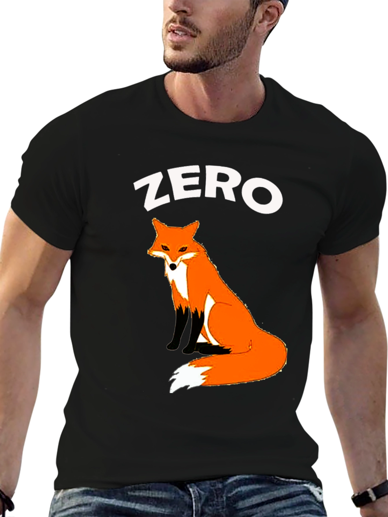 Black Zero Fox Given T-Shirt - Cute Animal Graphic Tee view 6