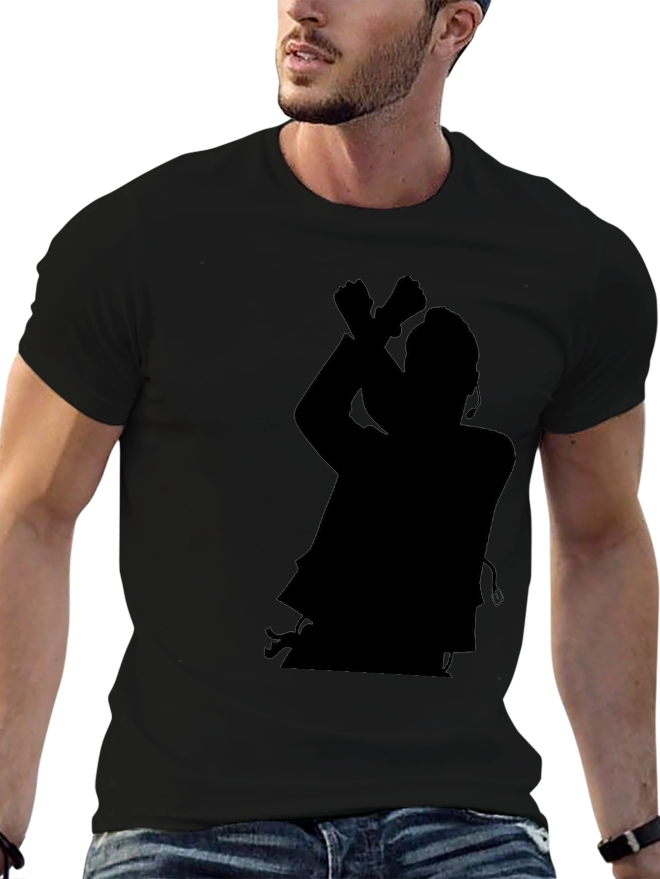 Black Silhouette Graphic Tee - Black Casual Shirt view 6