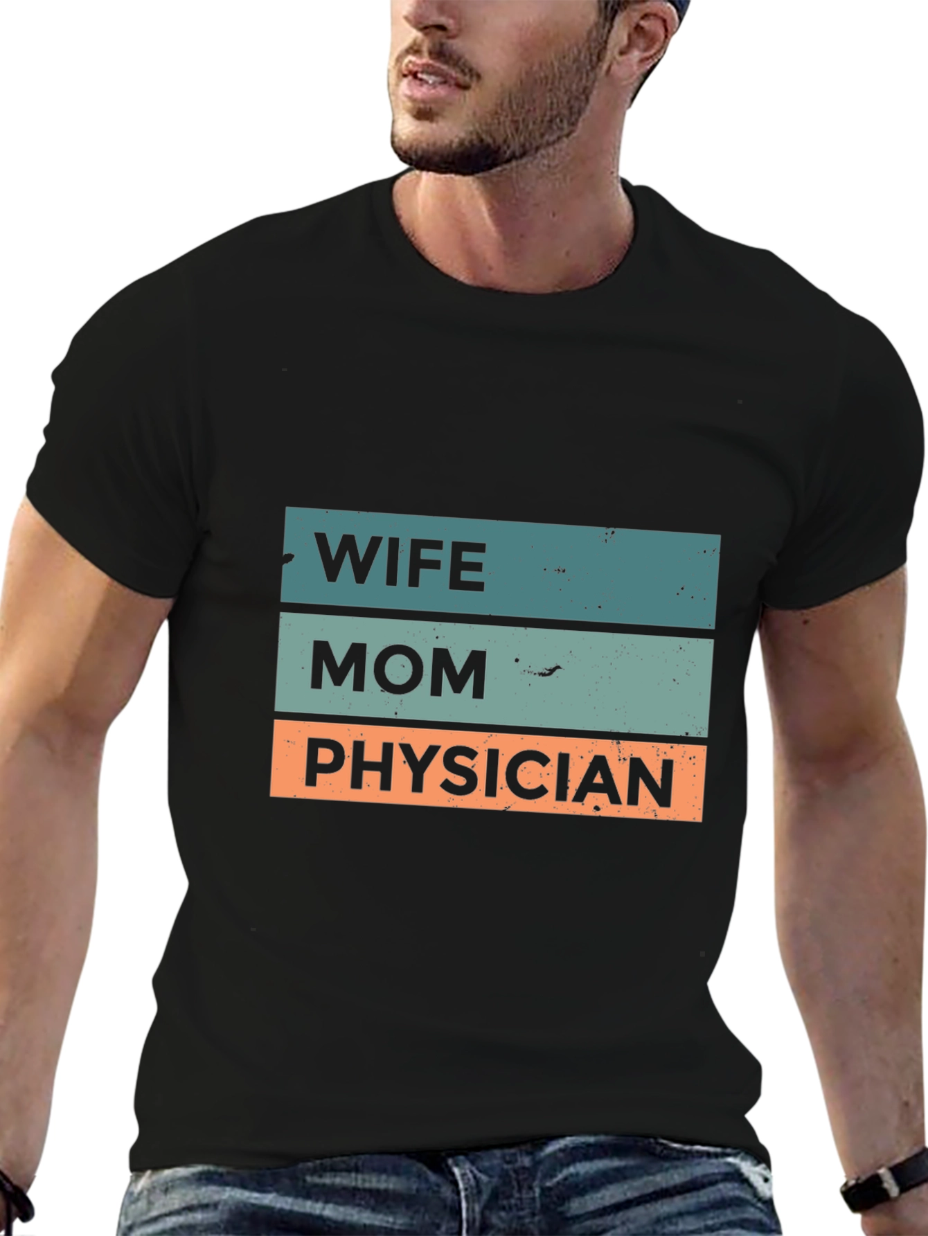 Black Wife Mom Physician T-Shirt - Black view 6