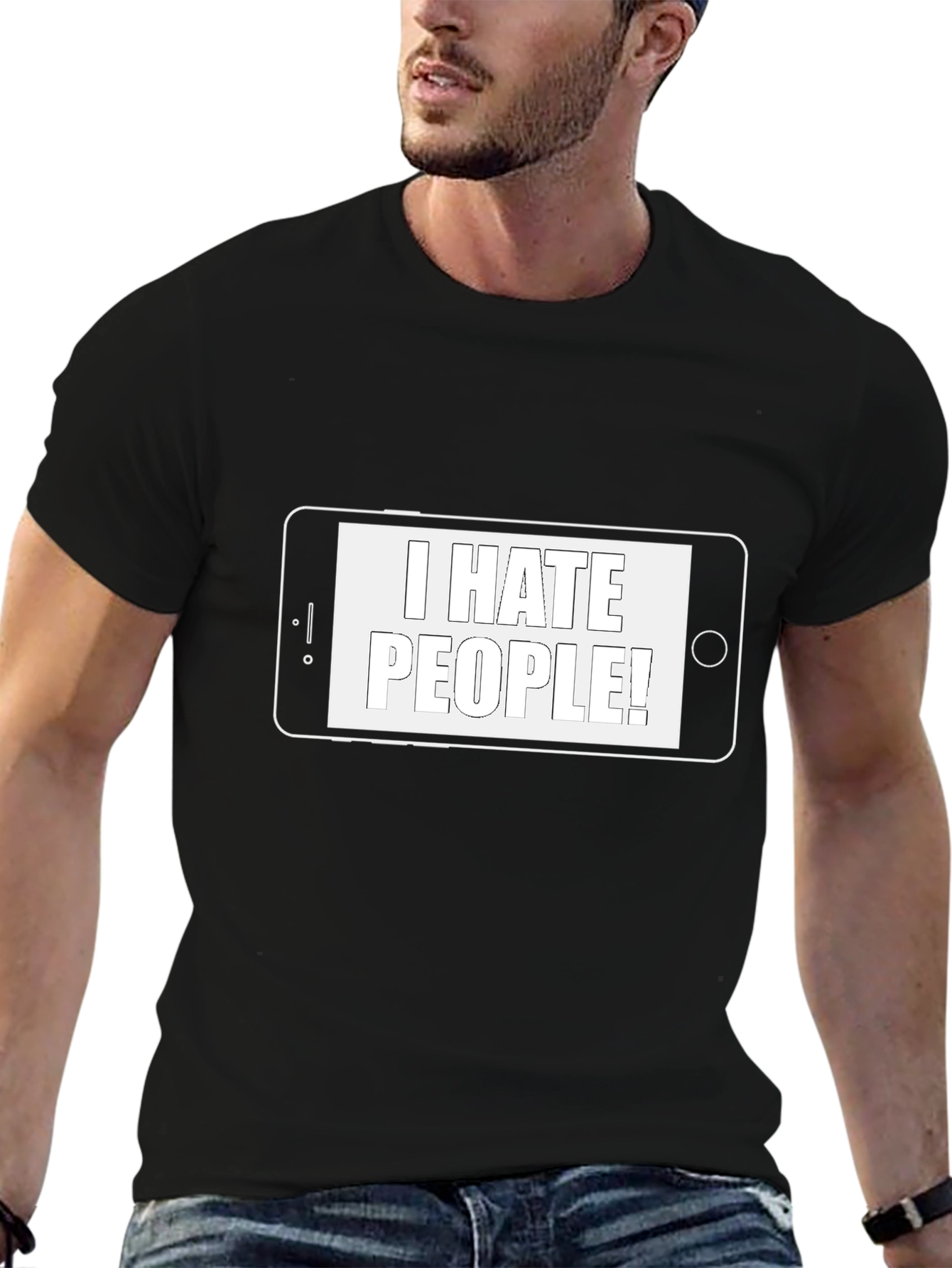 Black I Hate People T-Shirt - Novelty Graphic Tee view 6