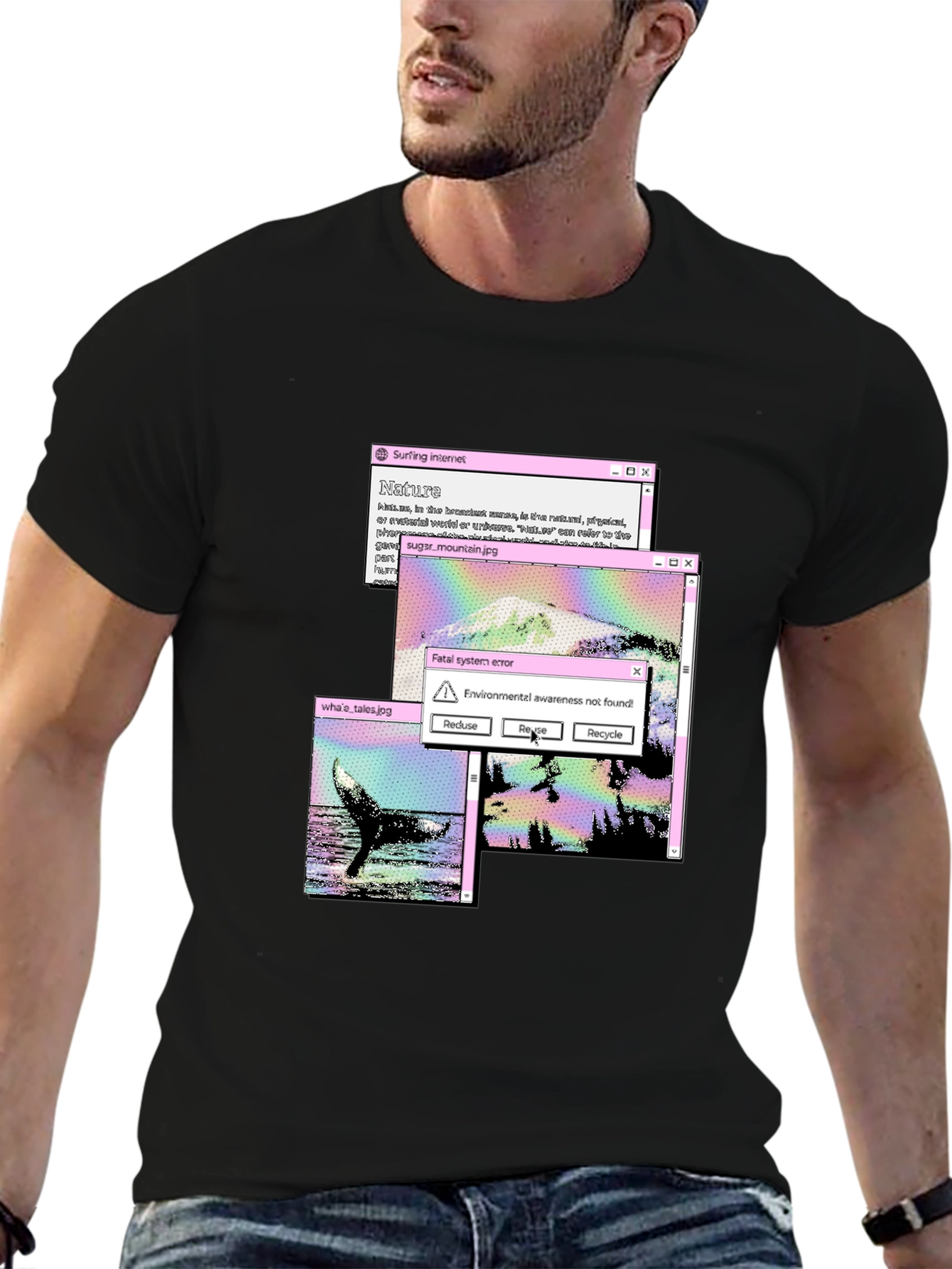 Black Surfing Internet Nature T-Shirt view 6