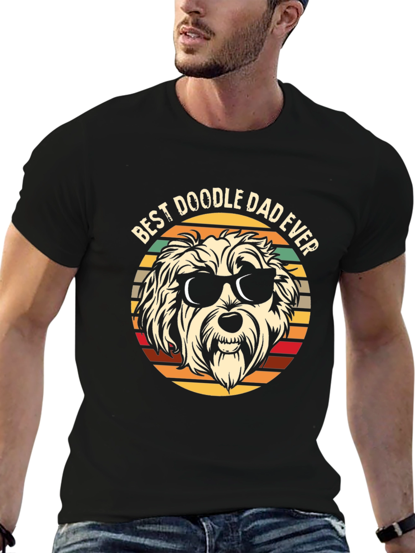 Black Best Doodle Dad Ever T-Shirt view 6