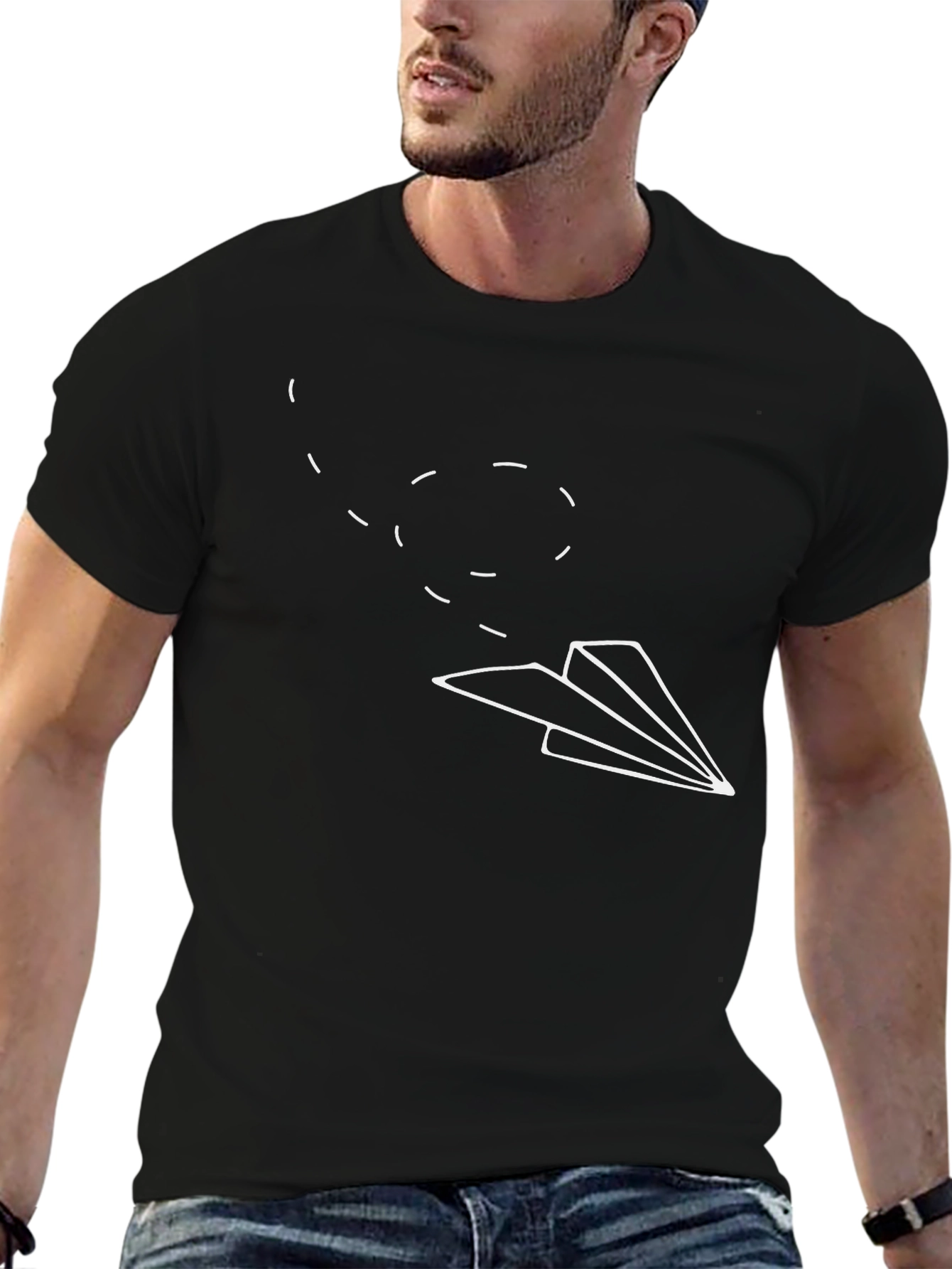 Black Paper Airplane Graphic Tee - Black view 6