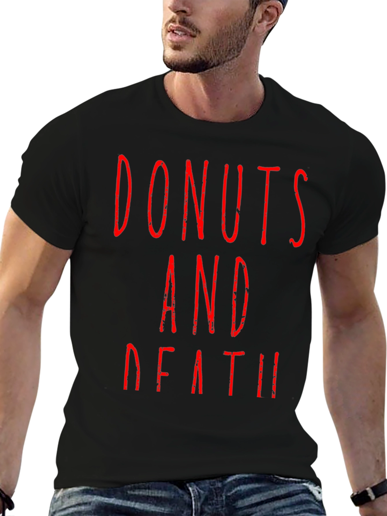 Black Donuts And Death Graphic Tee - Black T-Shirt view 6