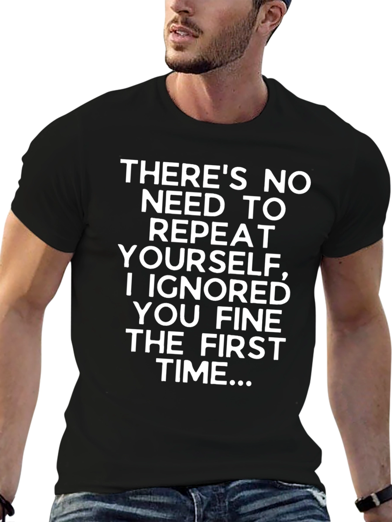 Black Funny Graphic Tee: I Ignored You The First Time view 6