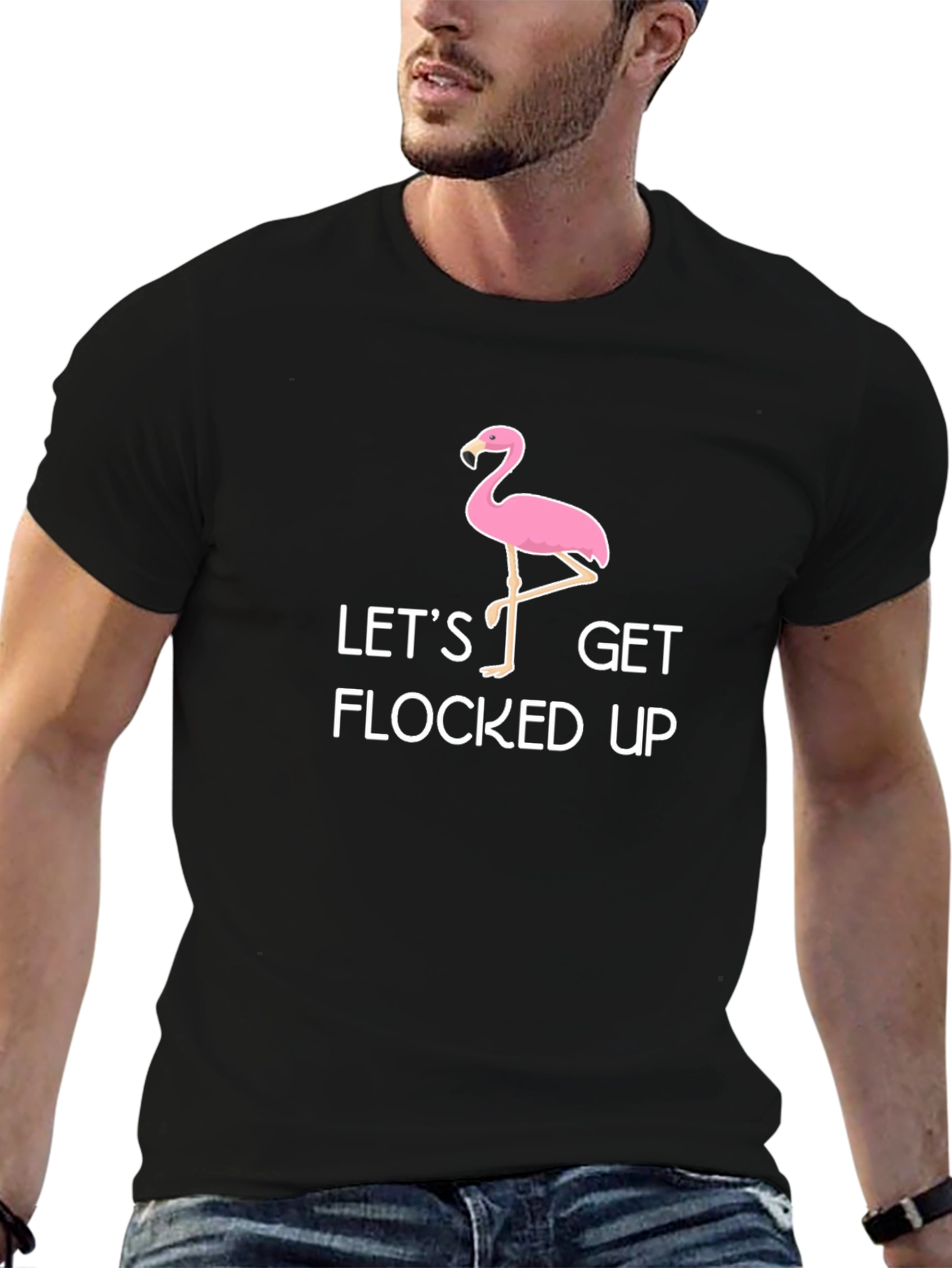 Black Let's Get Flocked Up T-Shirt view 6