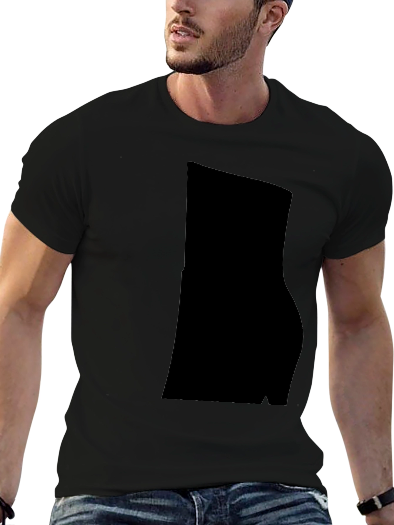 Black Men's Casual Black Cotton Blend T-Shirt view 6