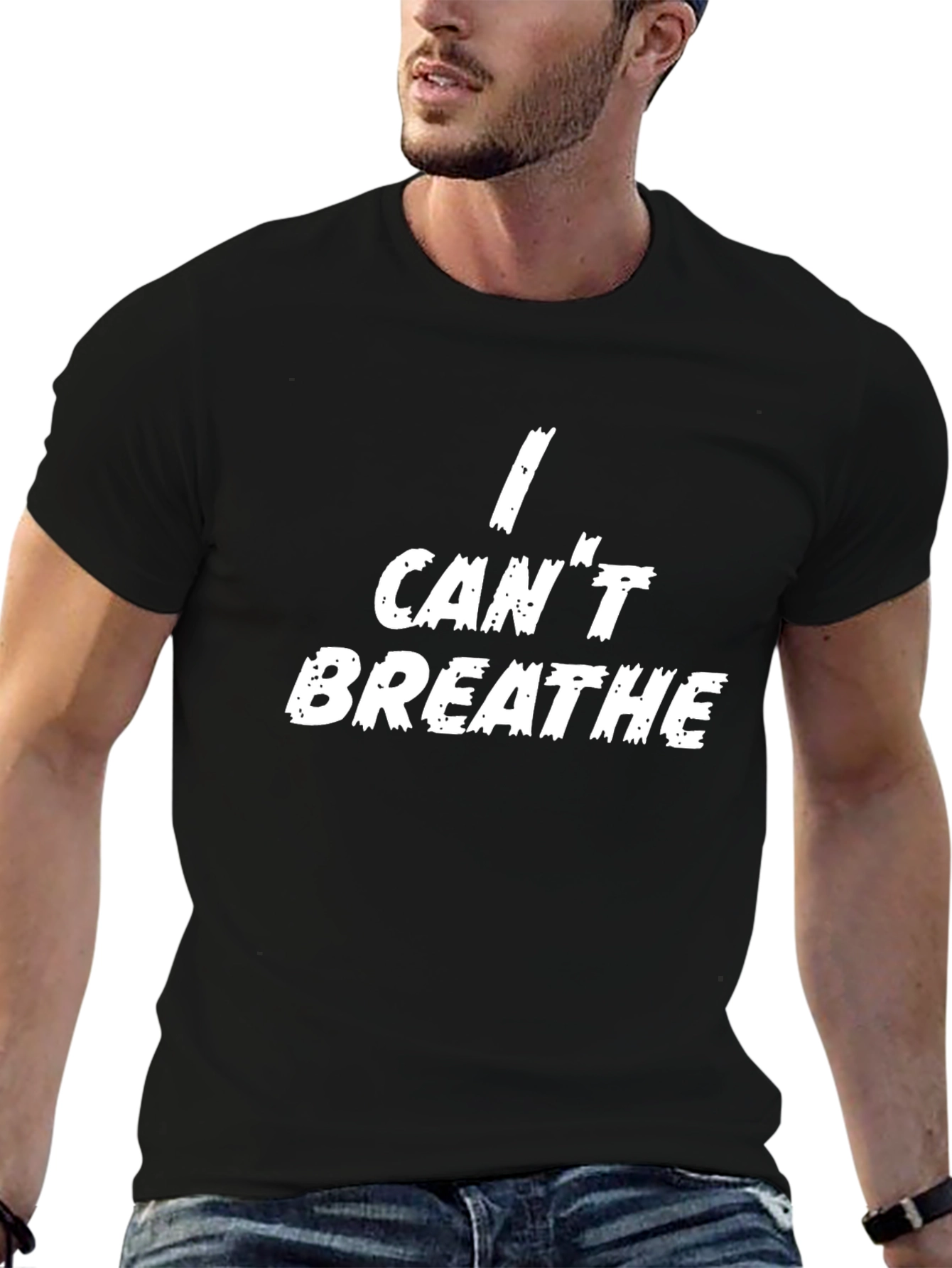 Black I Can't Breathe Graphic Tee - Black view 6