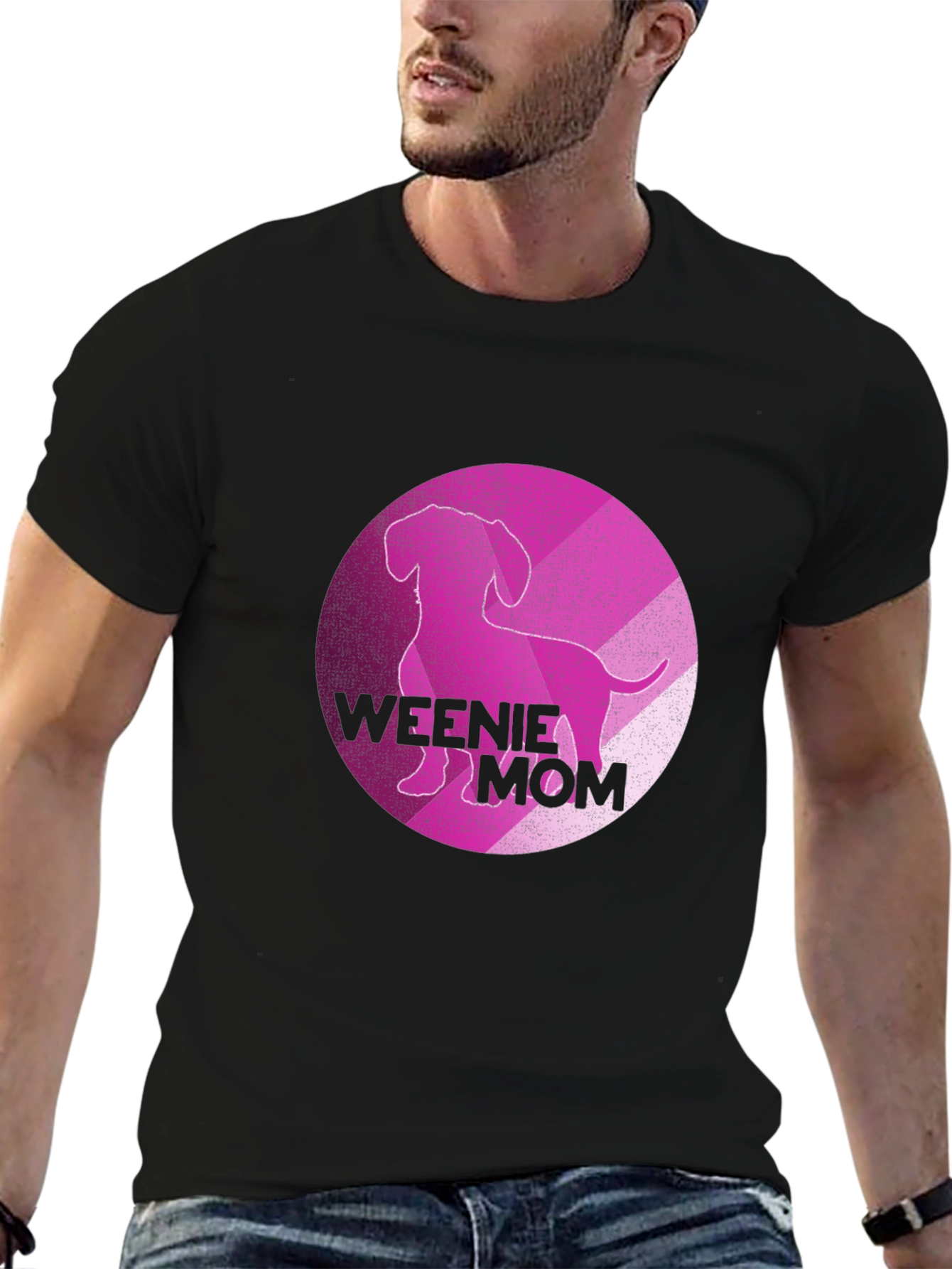 Black Weenie Mom T-Shirt - Dachshund Lover Tee view 6