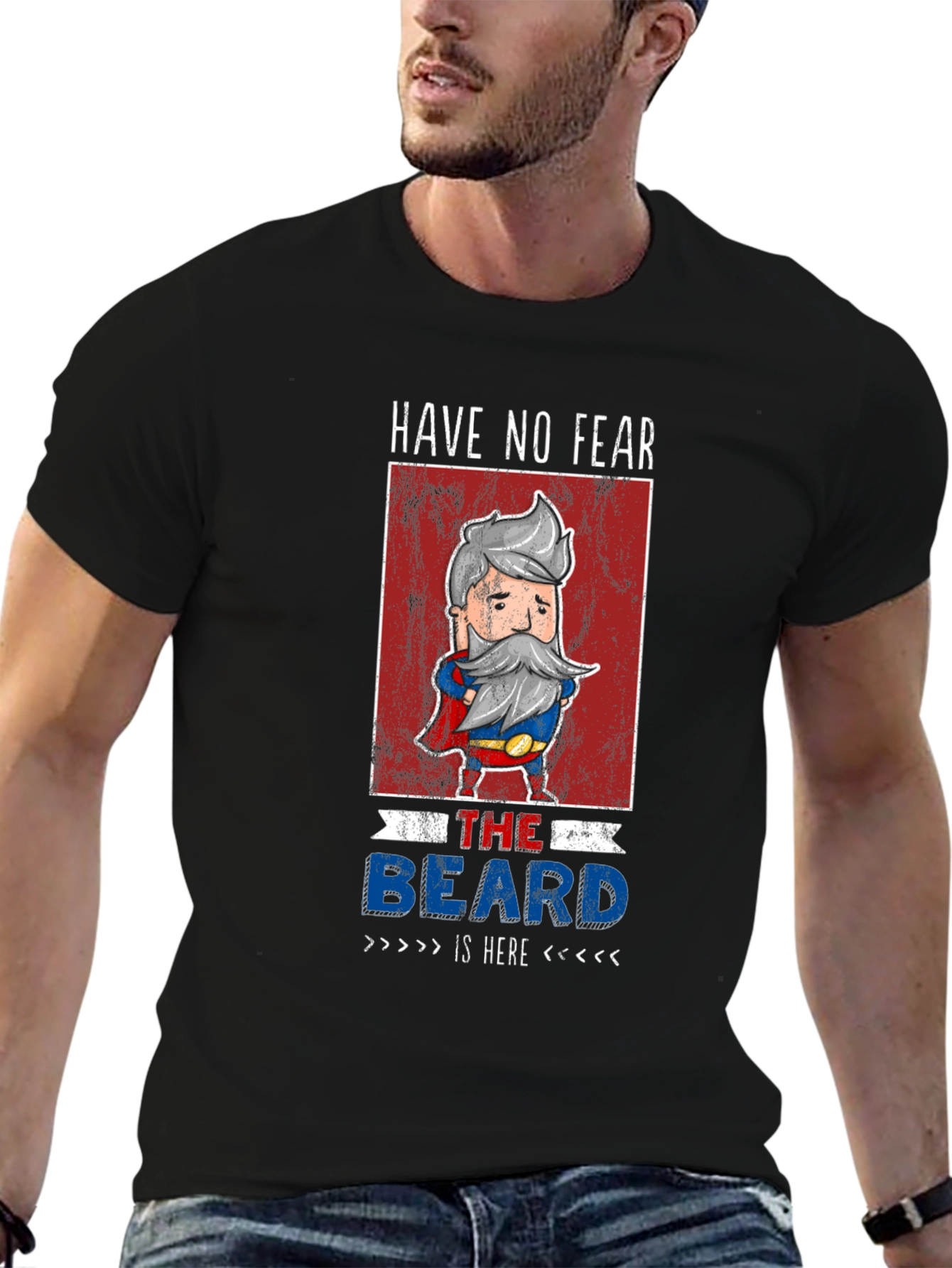 Black Have No Fear The Beard Is Here T-Shirt view 6