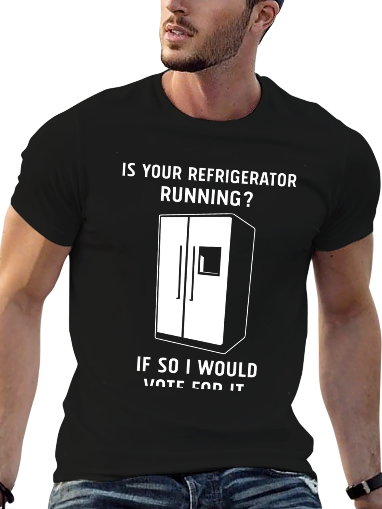 Black Is Your Refrigerator Running? Funny Slogan T-Shirt view 6