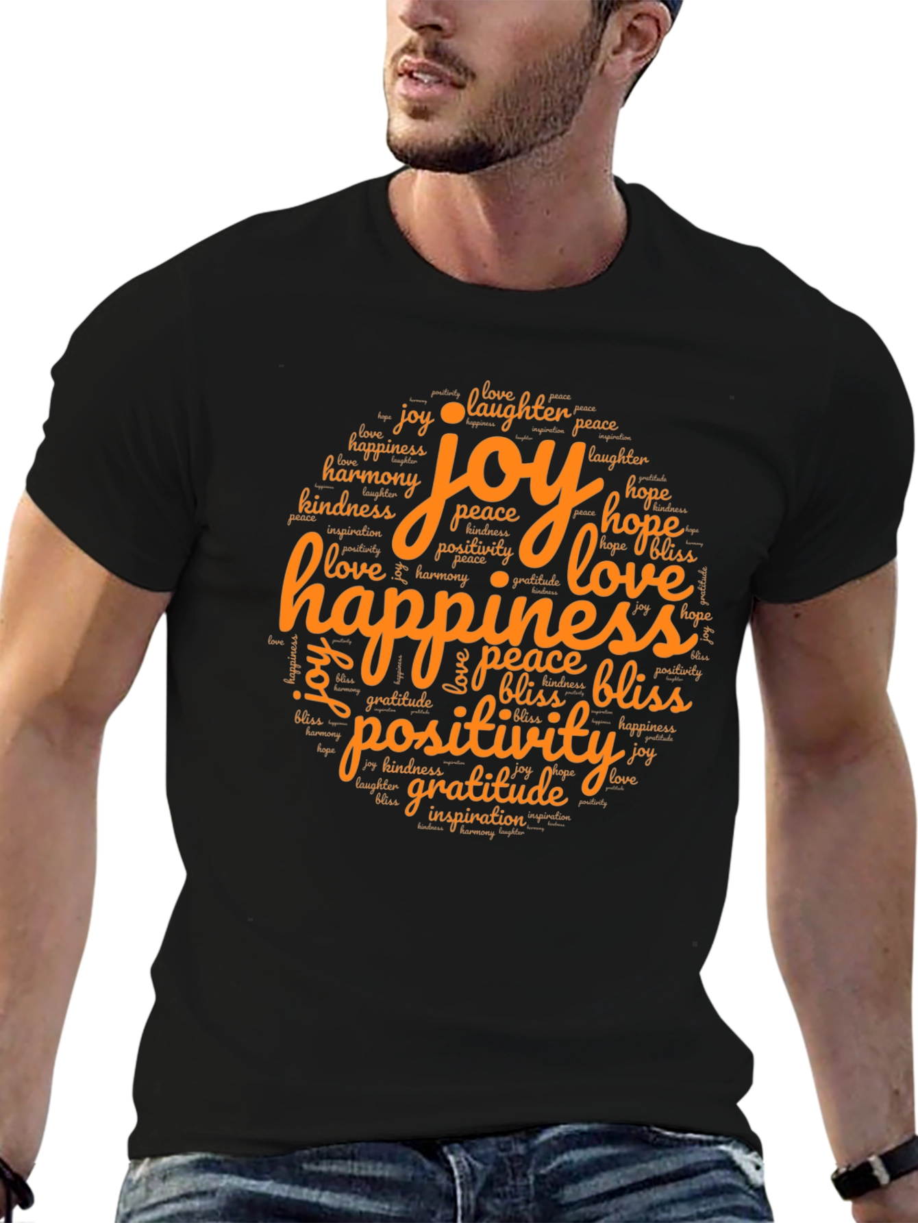 Black Joyful Word Art Tee - Happiness, Love, Gratitude view 6