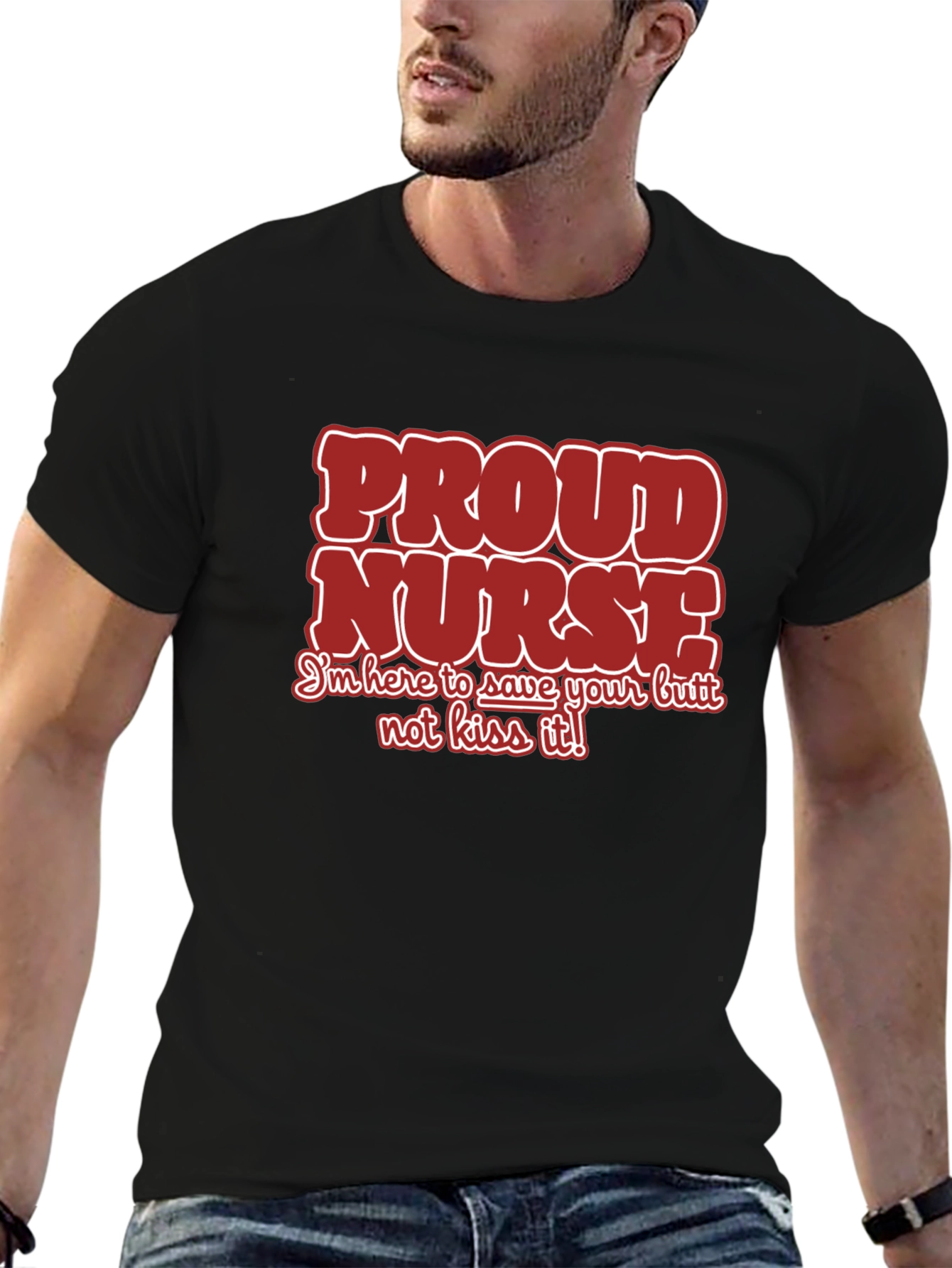 Black Proud Nurse Graphic T-Shirt view 6
