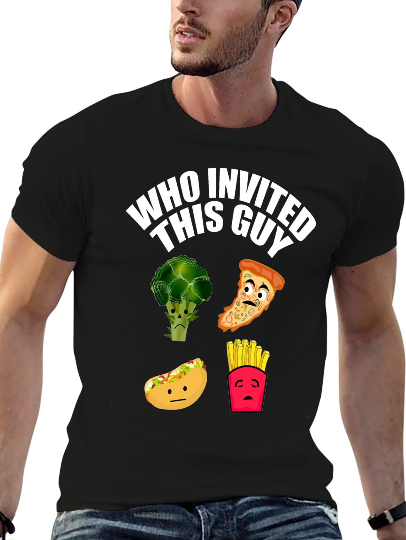 Black Who Invited This Guy T-Shirt view 6