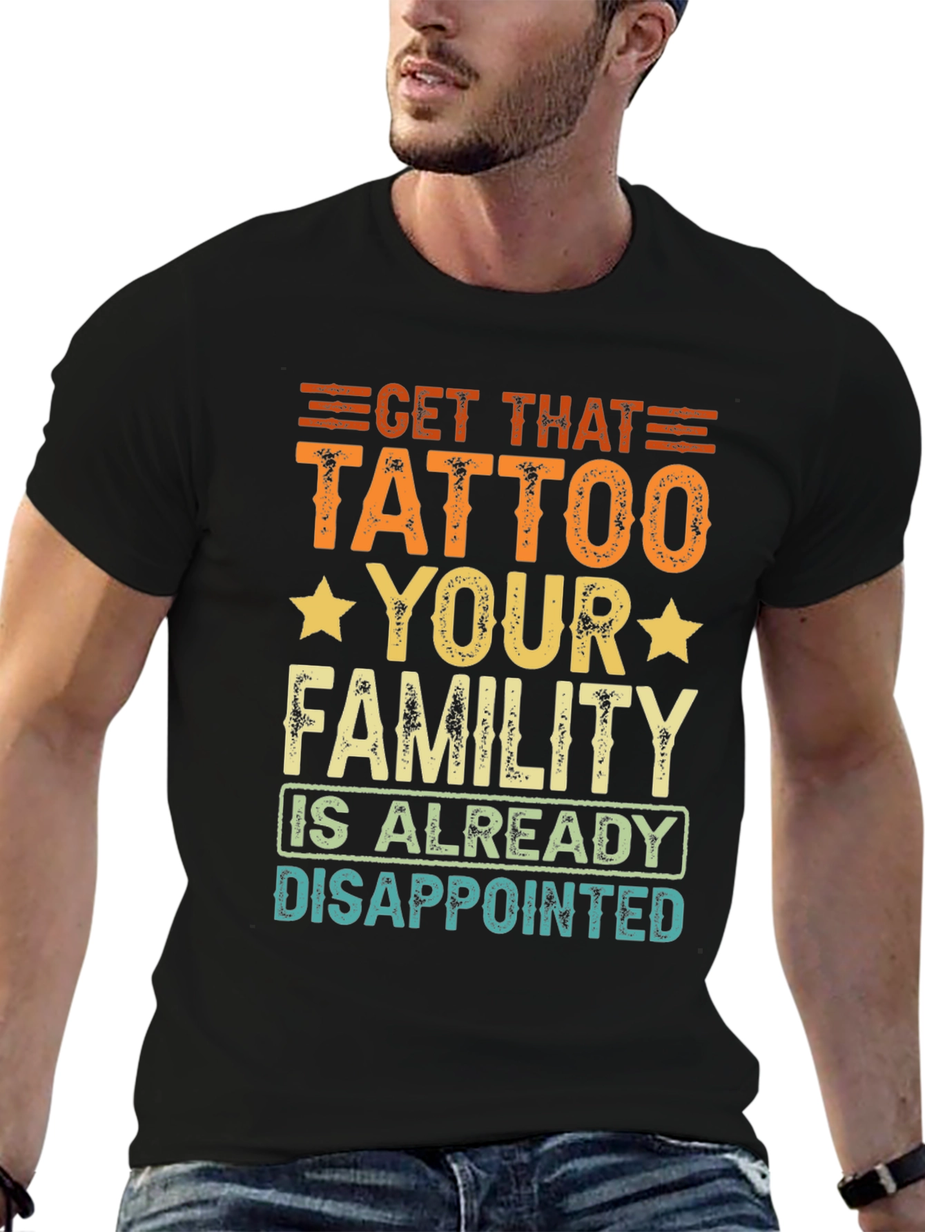 Black Get That Tattoo T-Shirt - Humorous Design view 6