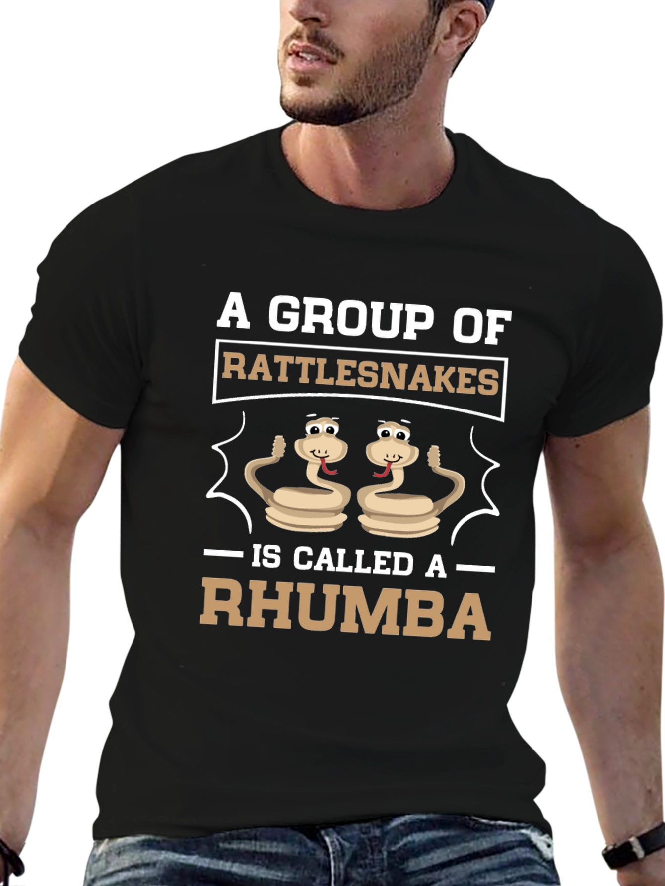 Black Funny Rattlesnake Rhumba Graphic T-Shirt view 6