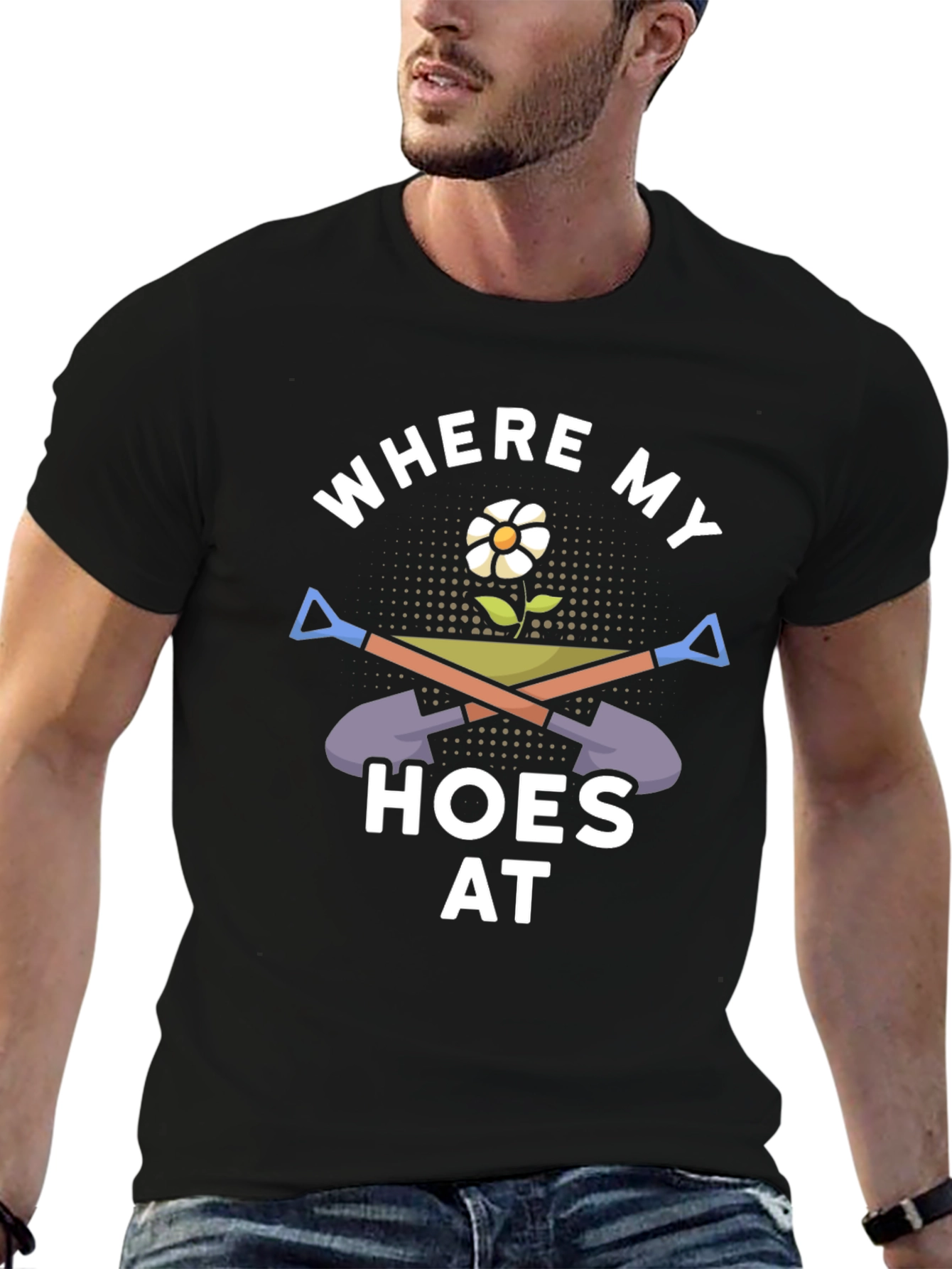 Black Where My Hoes At Graphic Tee view 6
