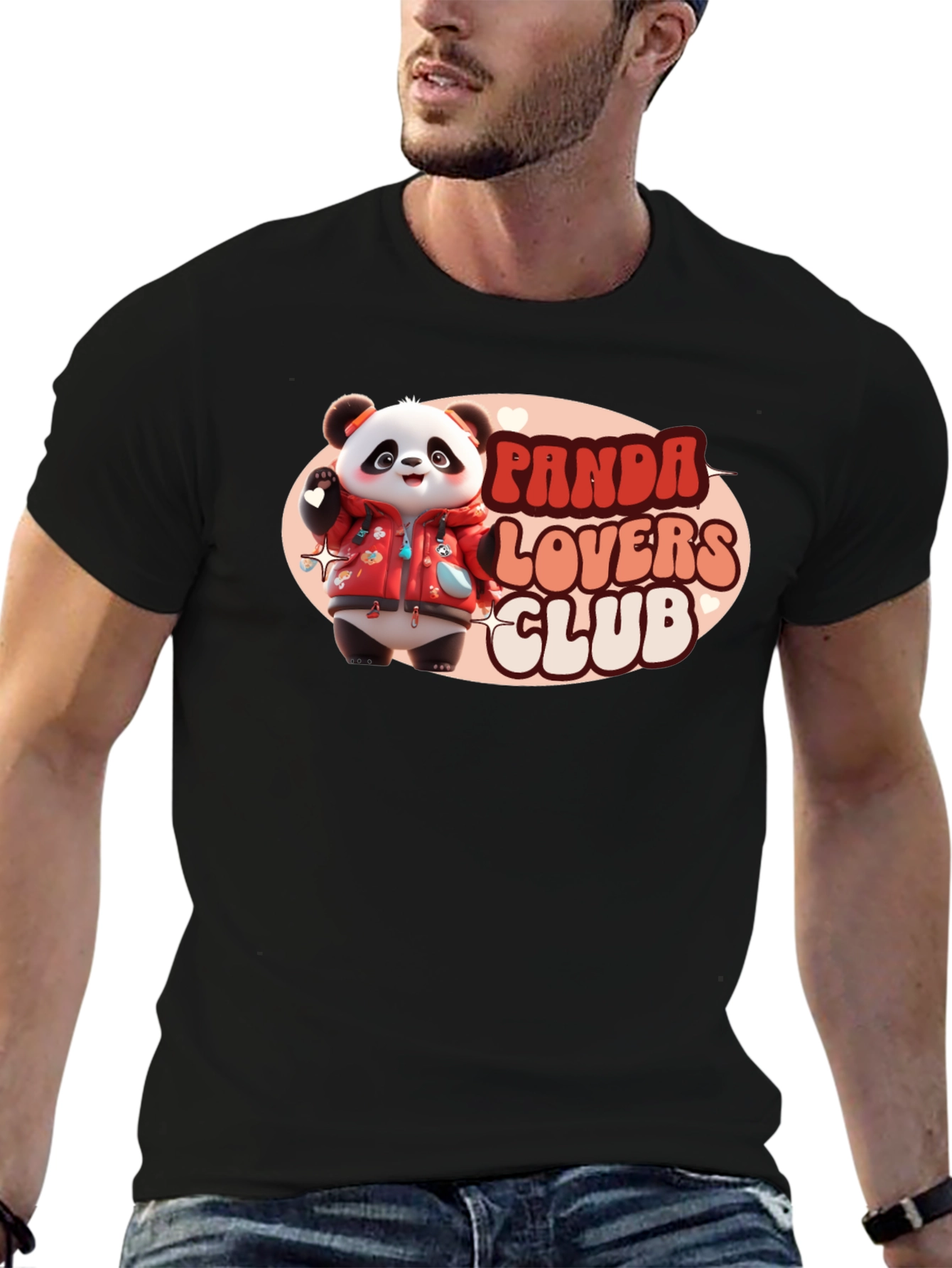 Black Panda Lovers Club T-Shirt view 6