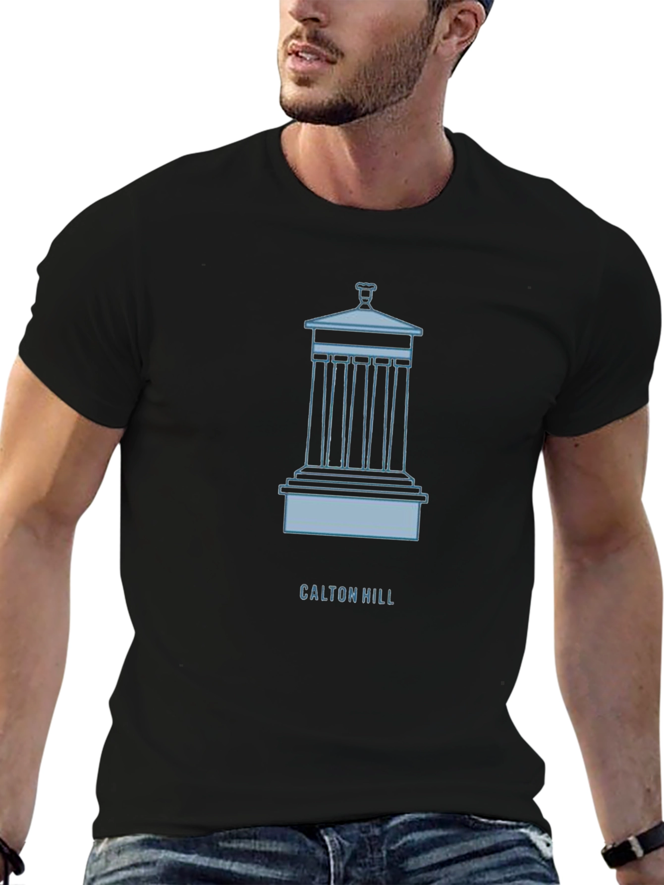 Black Calton Hill Monument Graphic Tee - Classic Style view 6