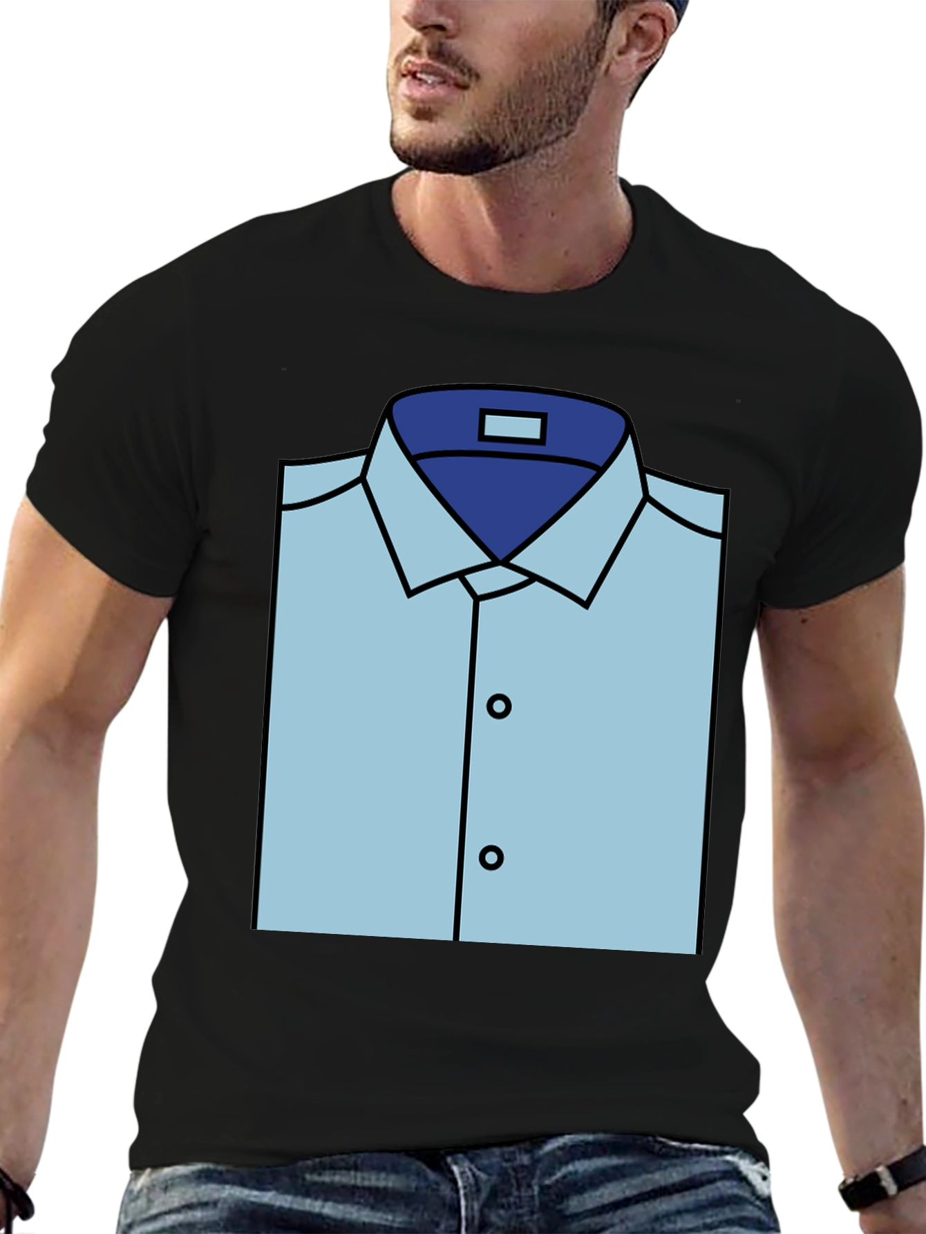 Black Novelty Dress Shirt Graphic Tee view 6